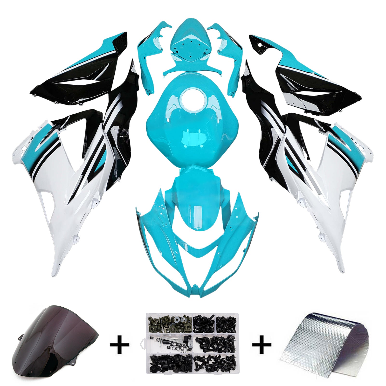 Amotopart 2013-2018 Kawasaki ZX6R 636 Black Blue White Fairing Kit