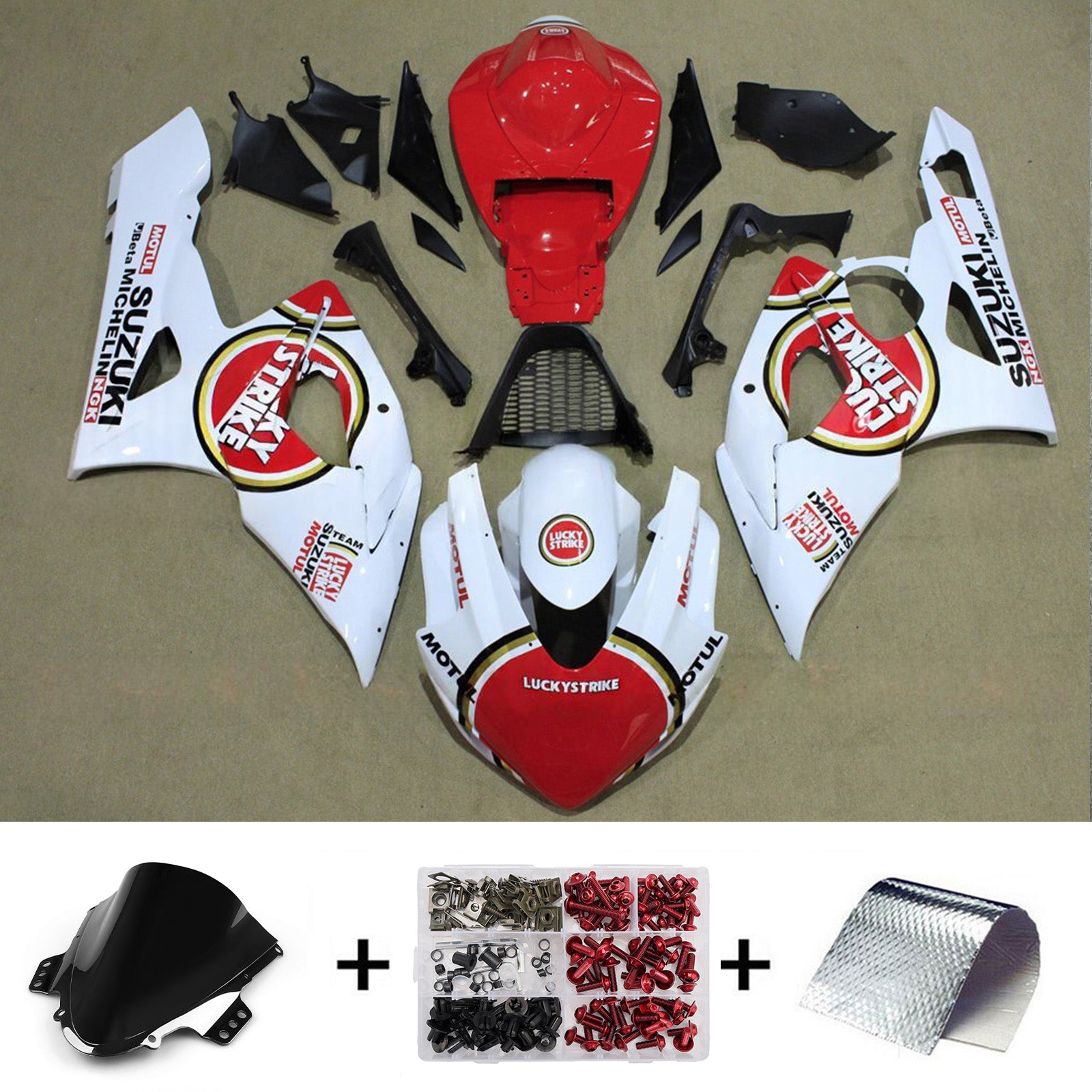 Amotopart 2005-2006 Suzuki GSXR1000 Red White Fairing Kit