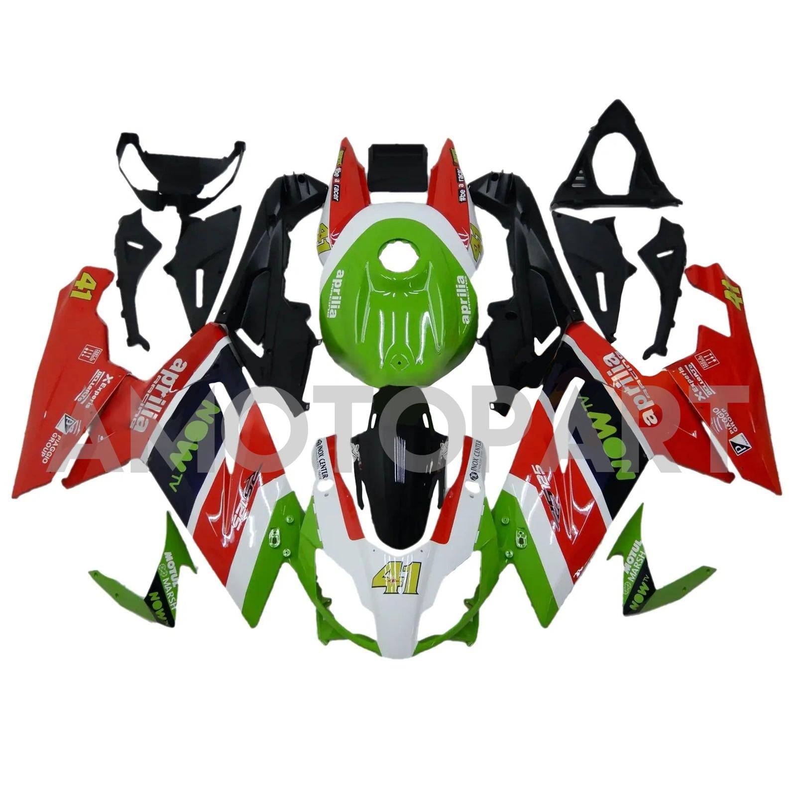 Amotopart 2006-2011 RS125 Aprilia Red&Green Style2 Fairing Kit