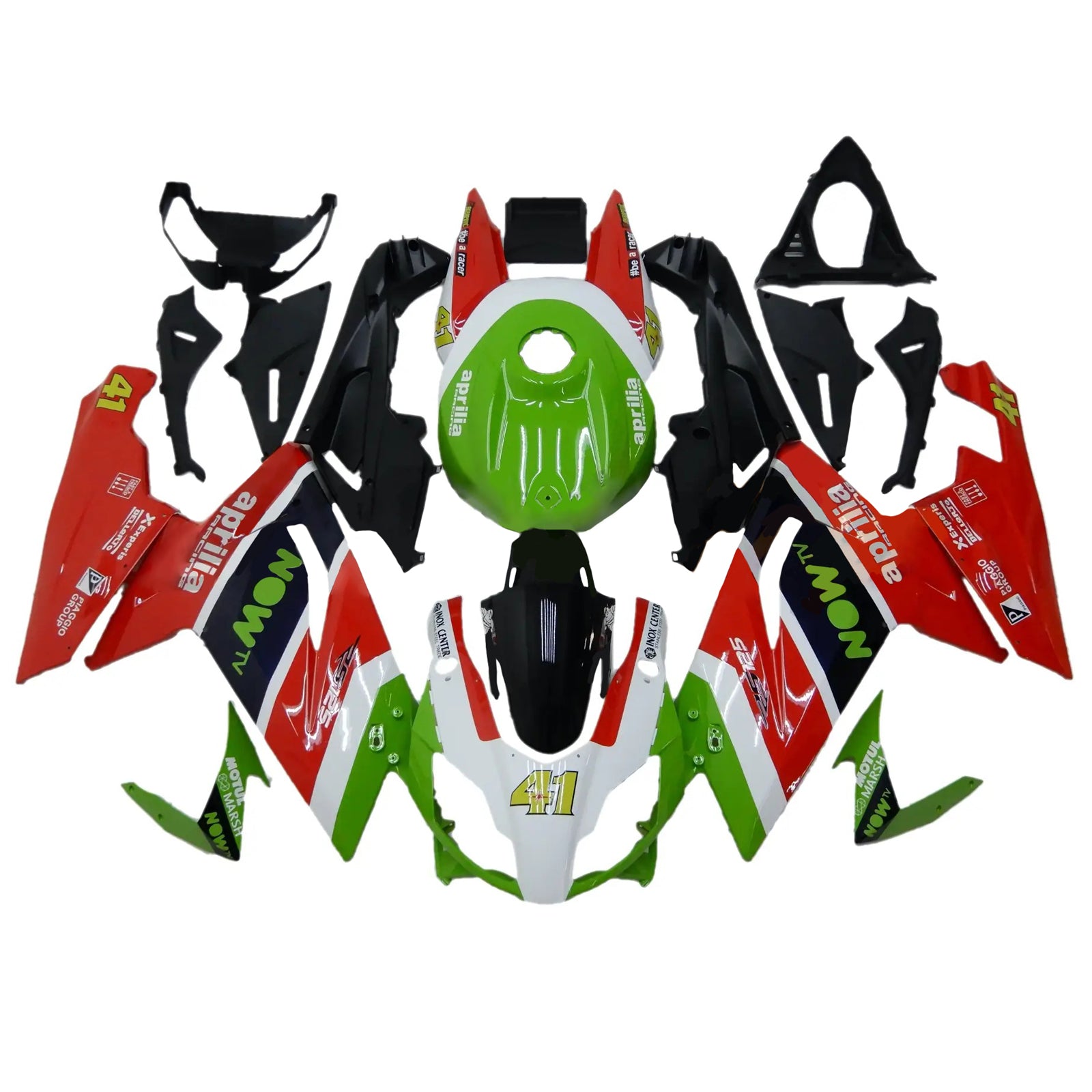 Amotopart 2006-2011 RS125 Aprilia Rouge et Vert Style2 Kit de carénage