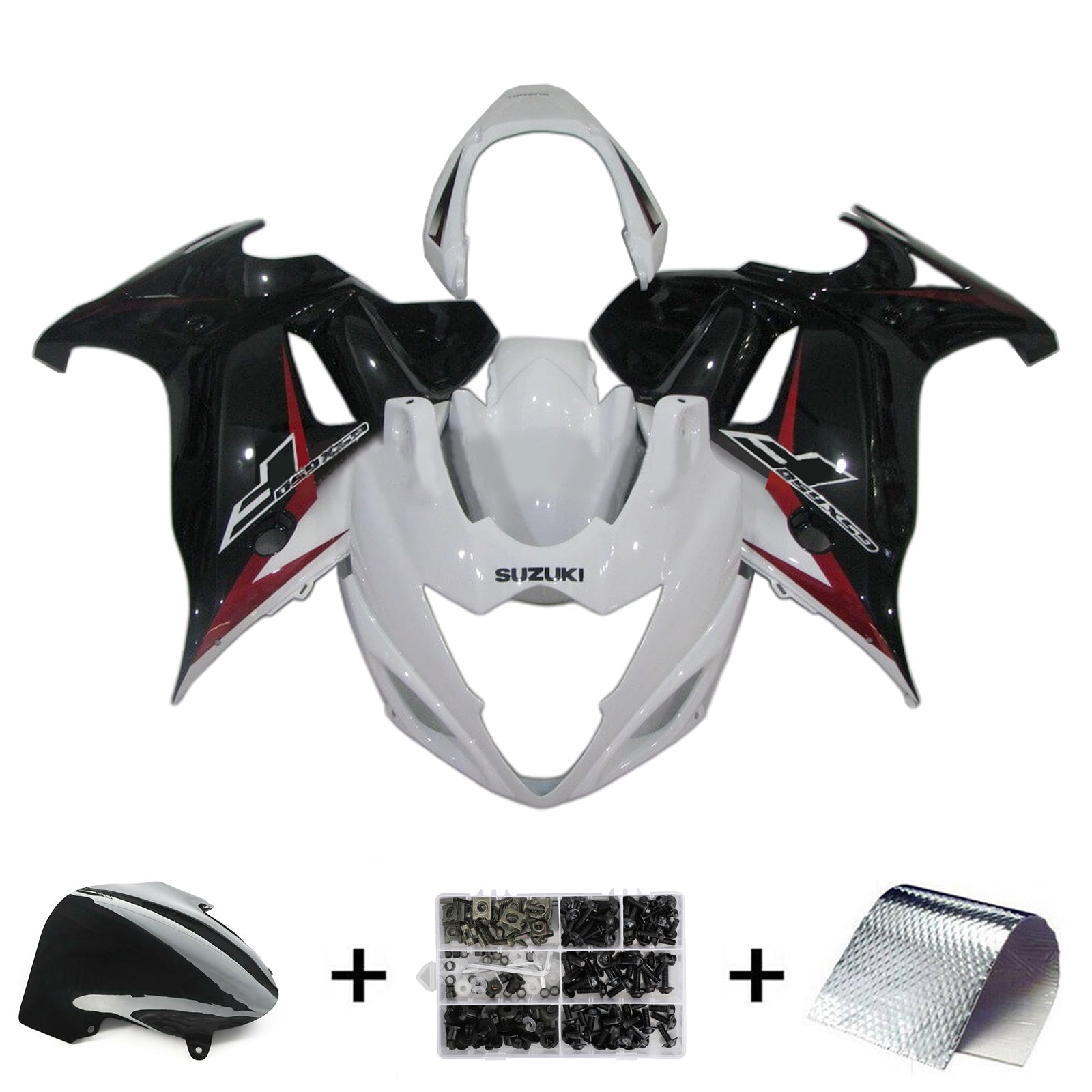 Amotopart 2008-2013 GSX650F Katana Suzuki Kit carenatura bianco e nero