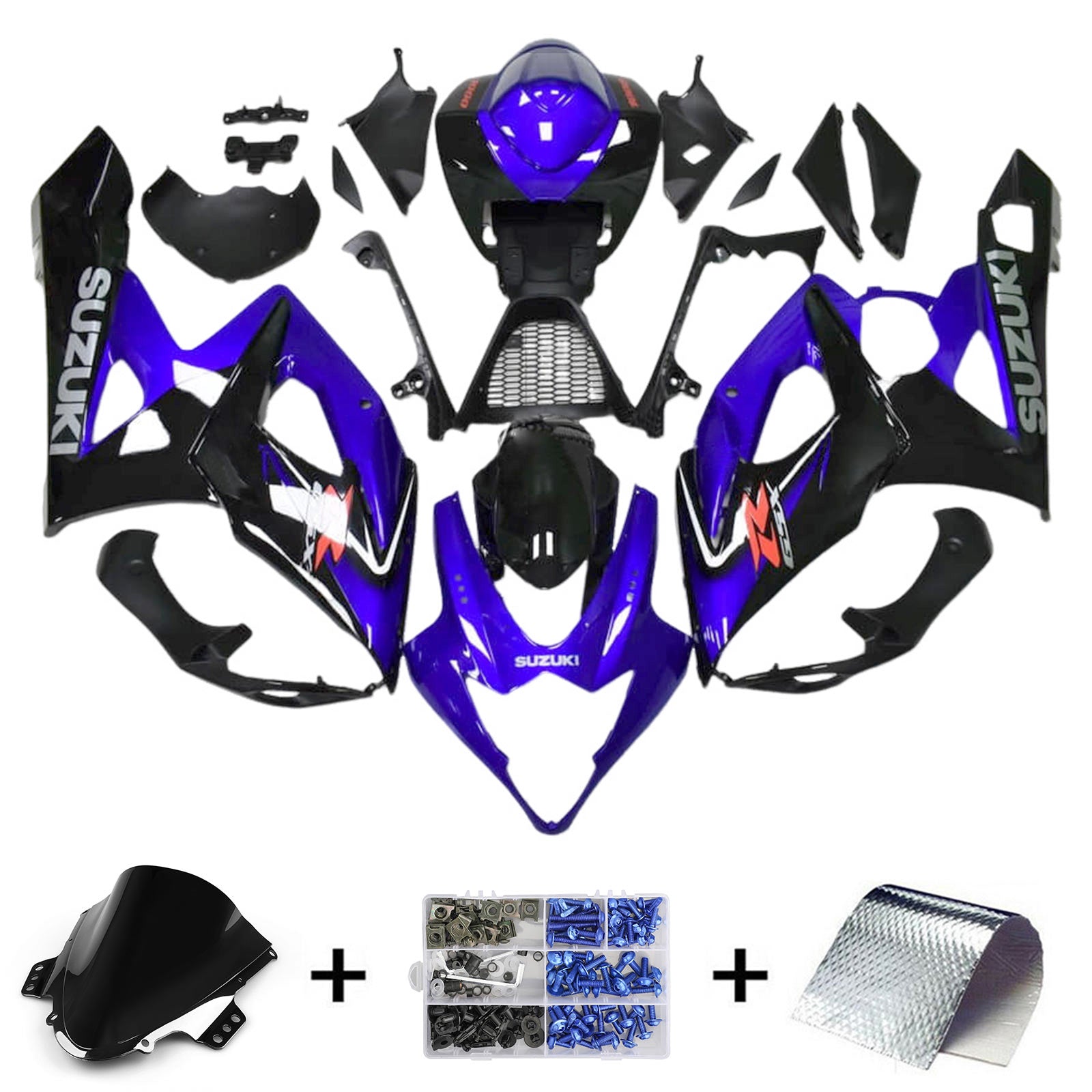 Amotopart 2005-2006 K5 GSXR1000 Suzuki Bleu et Noir Style1 Kit de carénage