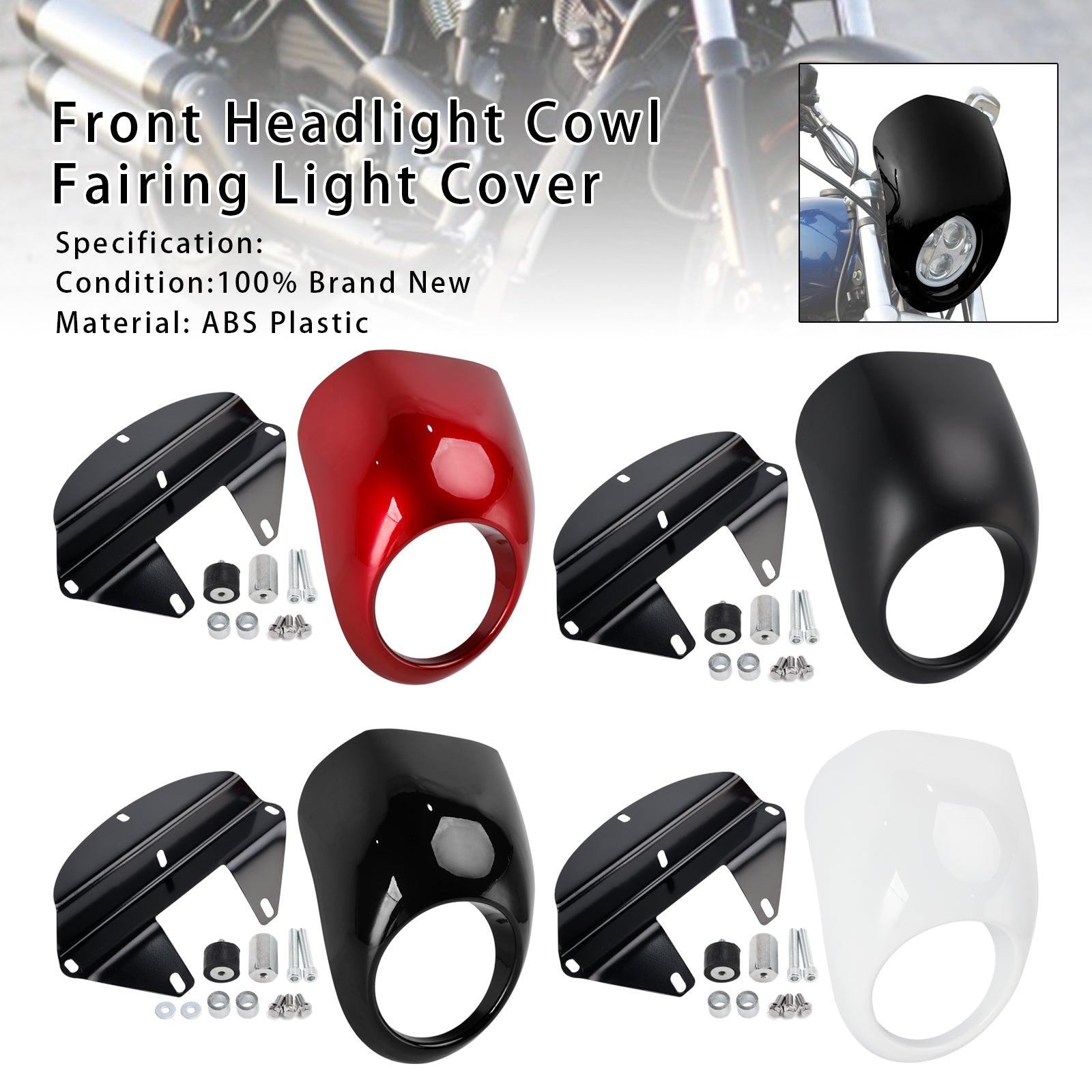 1973-up Sportster Dyna XL 883 1200 FX Headlight Fairing Light Cover