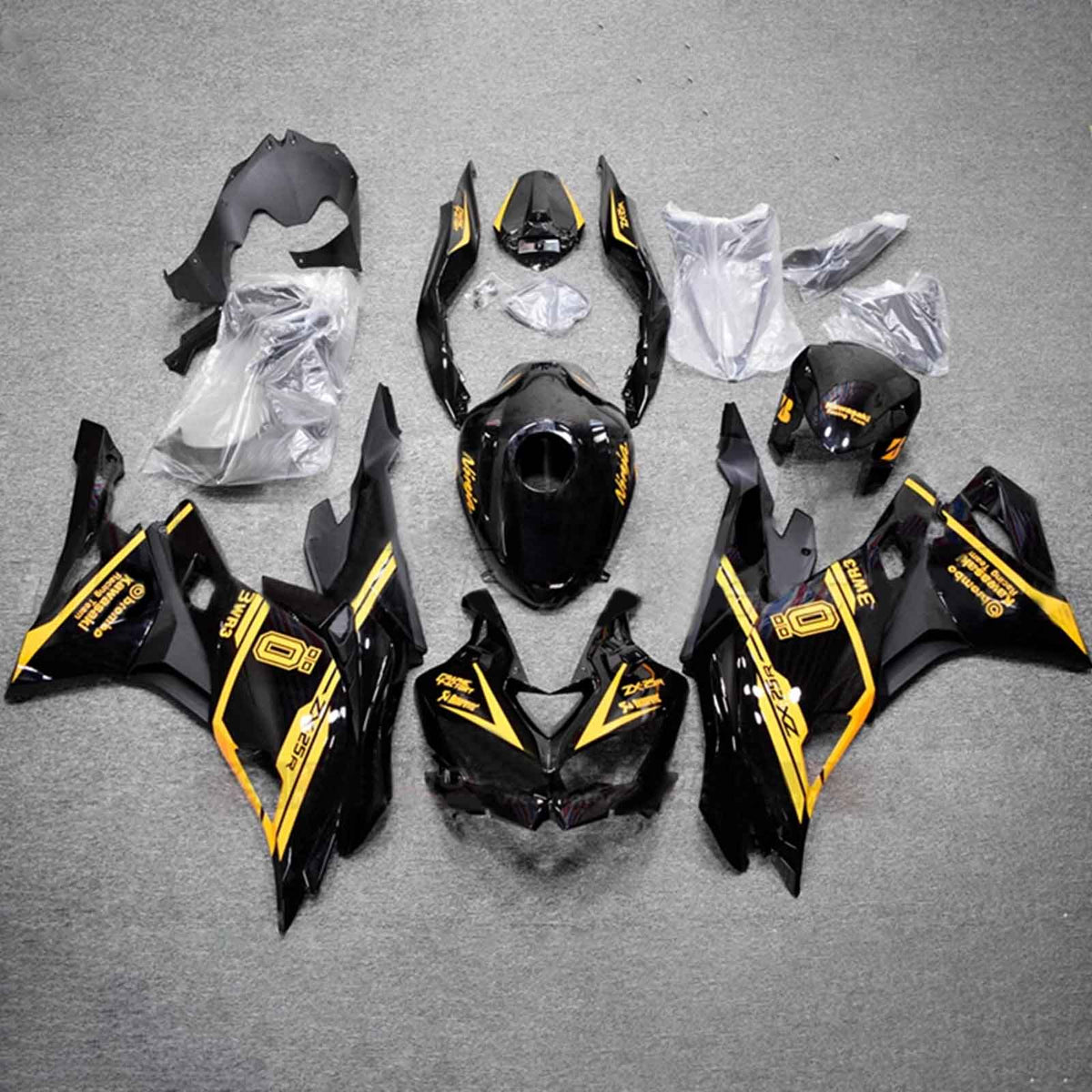 Amotopart 2019-2024 Ninja ZX-25R ZX-4R ZX-4RR Kawasaki Black&Gold Fairing Kit