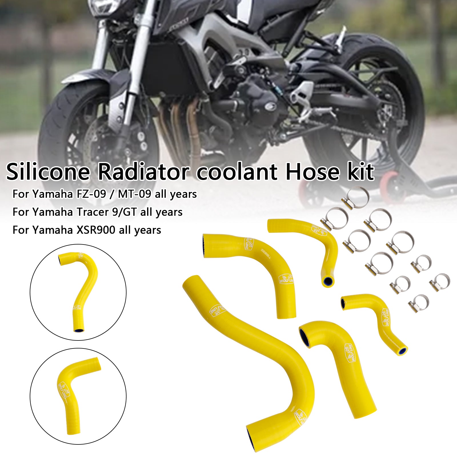 All Years Yamaha MT-09 XSR900 Tracer 9/GT Silicone Radiator coolant Hose