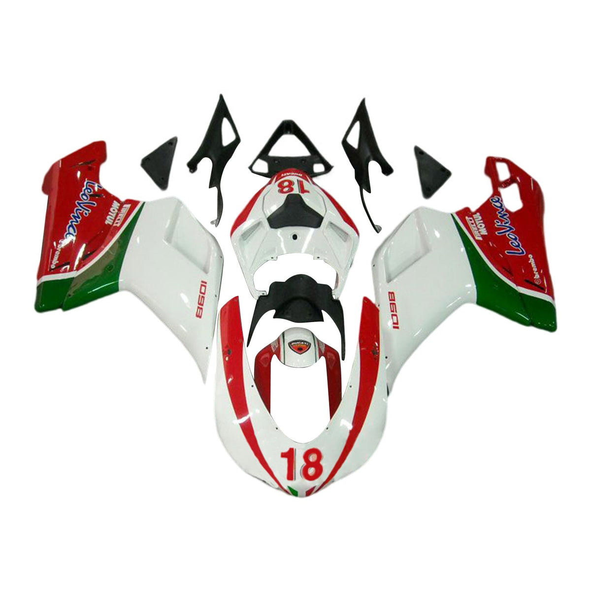 Amotopart 2007-2012 Ducati 1098 1198 848 Kit carena Style3 rosso e bianco