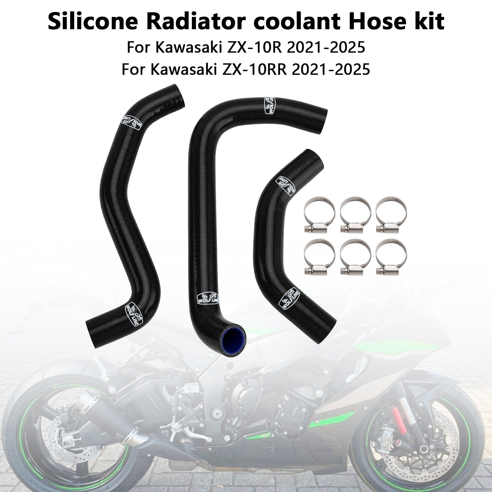 2021-2025 Kawasaki ZX10R ZX-10RR Silicone Radiator coolant Hose