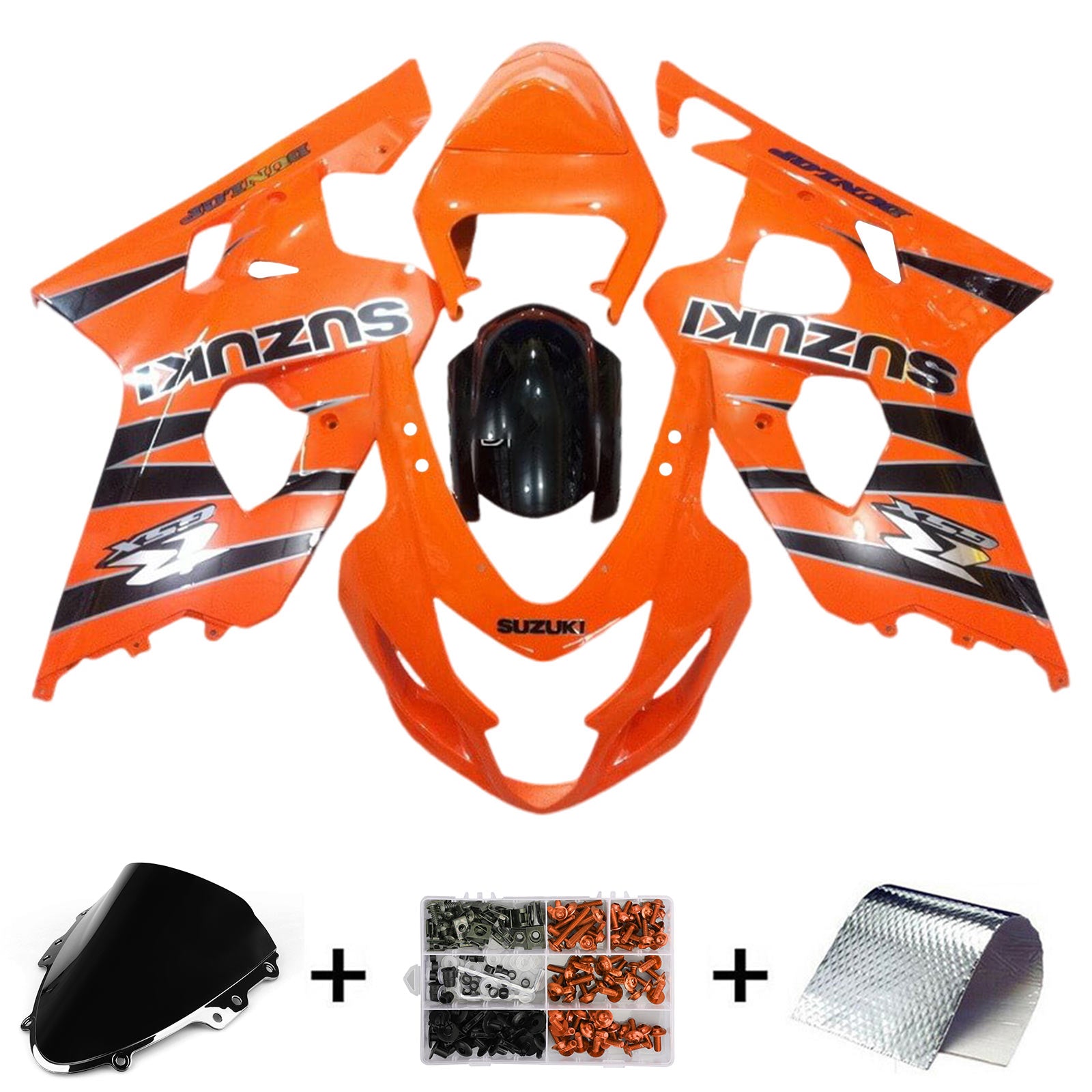 Amotopart 2004-2005 K4 GSXR 600/750 Suzuki Kit de carenado naranja y negro