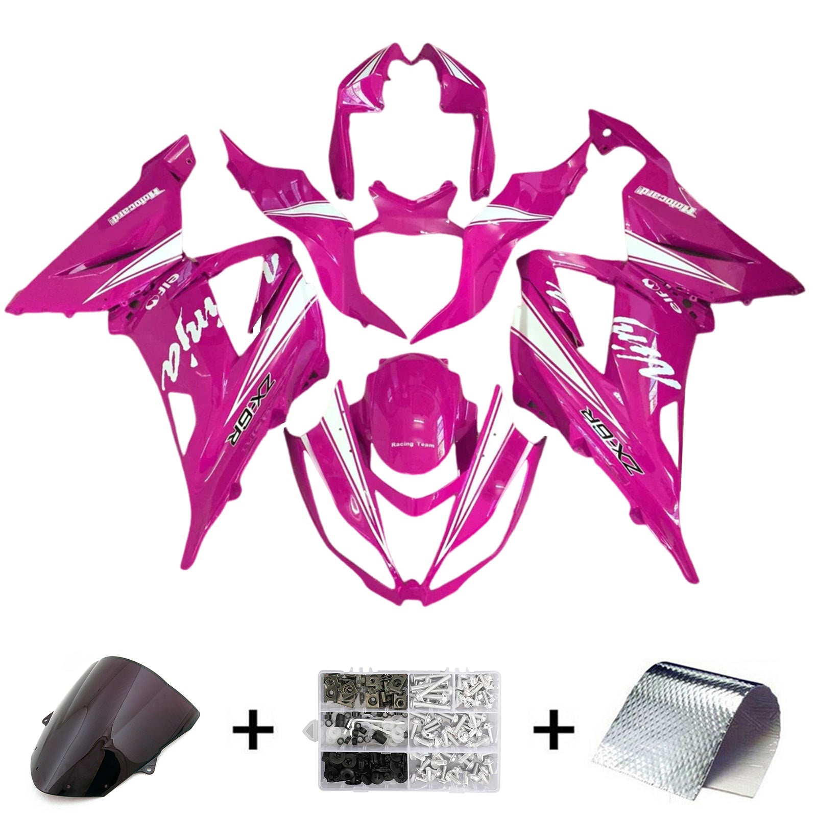 Amotopart 2013-2018 Kawasaki ZX6R 636 Pink Fairing Kit