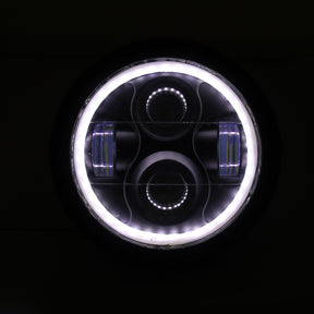 Faro LED universale per moto da 6 1/2" anello Halo bianco per Cafe Racer Chopper