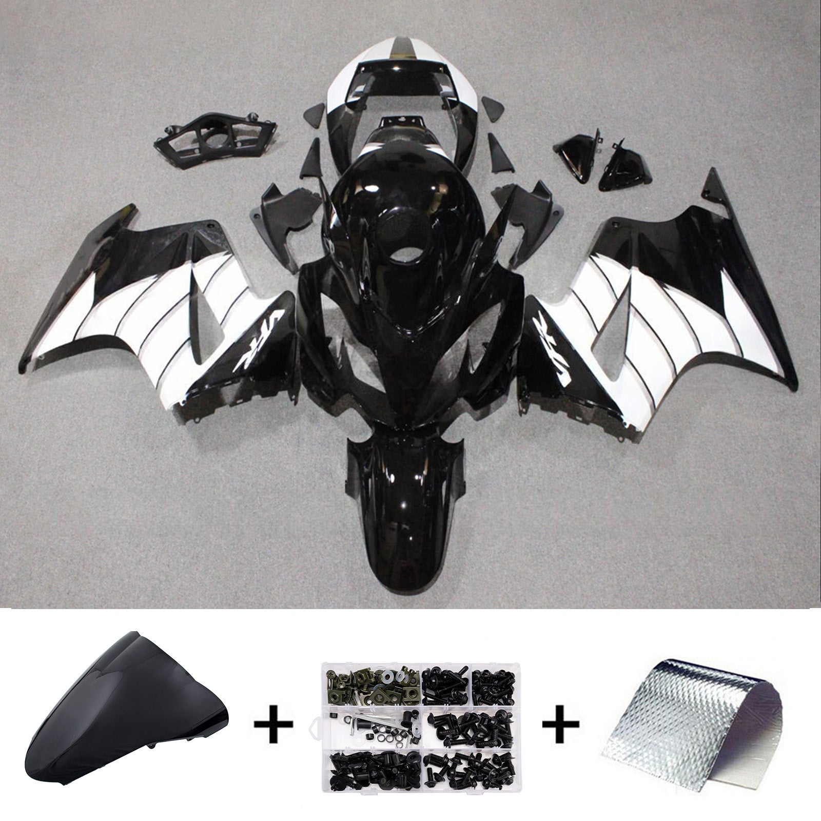 Amotopart 2002-2012 Honda VFR800 Kit de carenado blanco negro