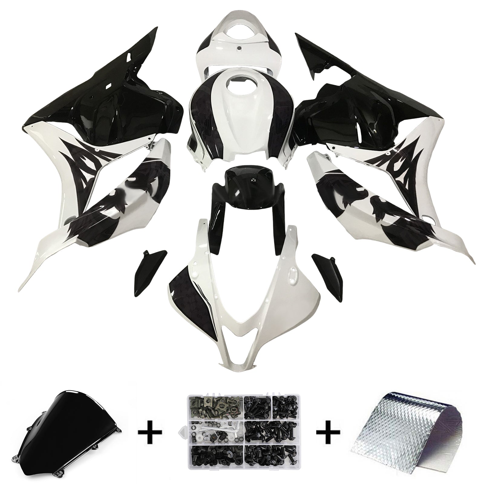 Amotopart 2009-2012 Honda CBR600RR Kit de carénage blanc noir