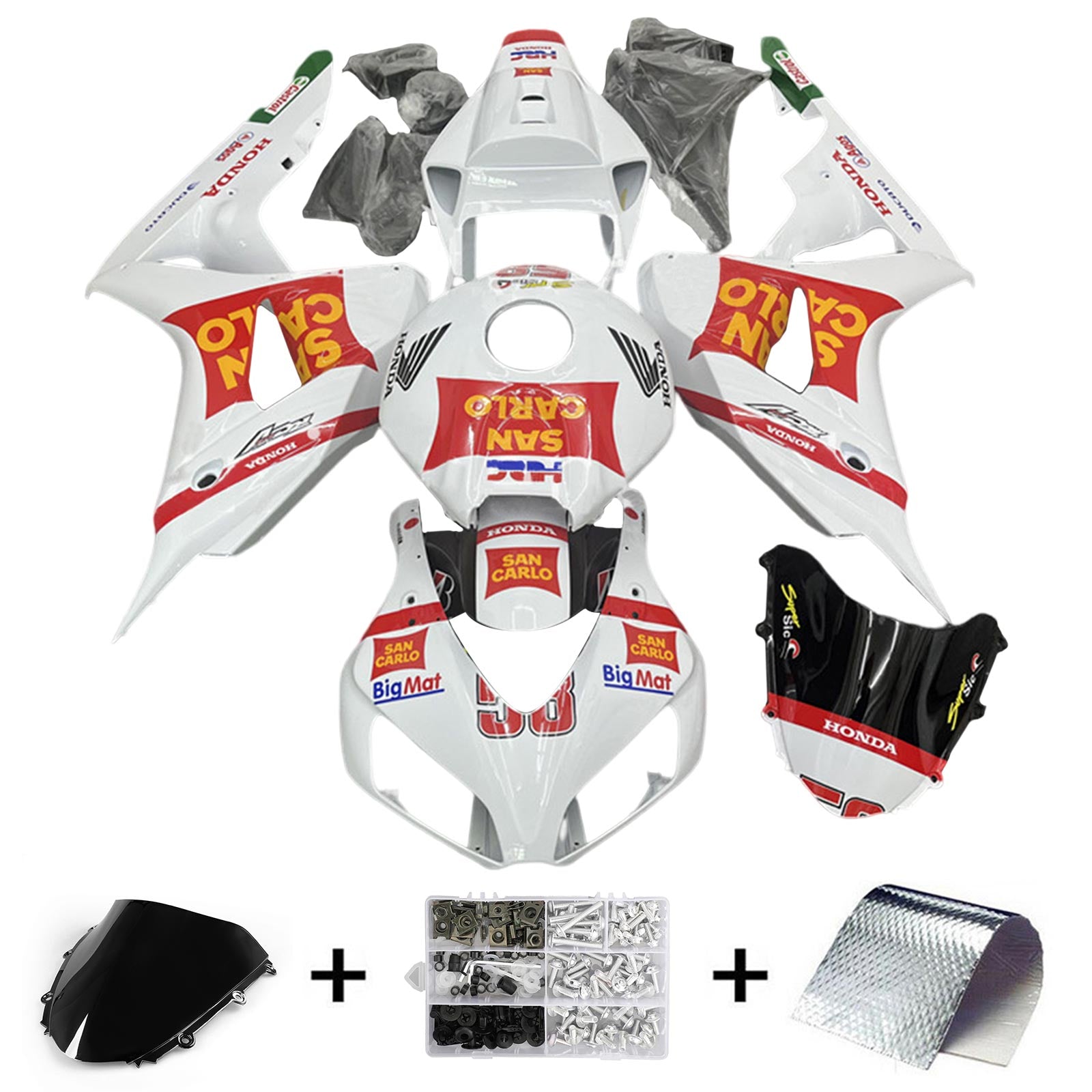 Amotopart 2006-2007 Honda CBR1000RR White&Red Style4 Fairing Kit