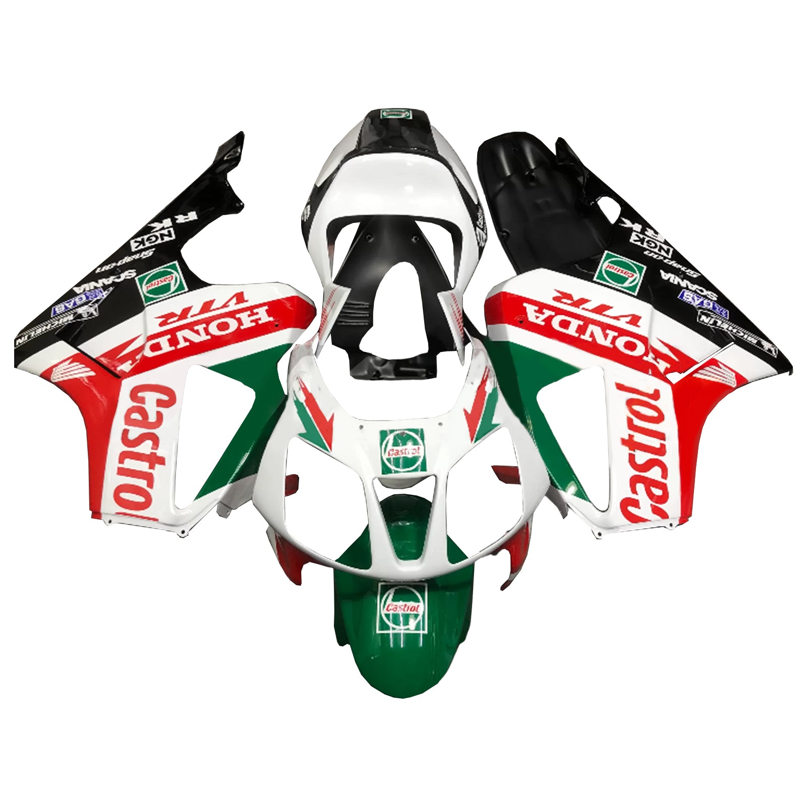 Amotopart 2000-2006 Honda VTR1000 RC51 Kit de carénage noir blanc rouge vert