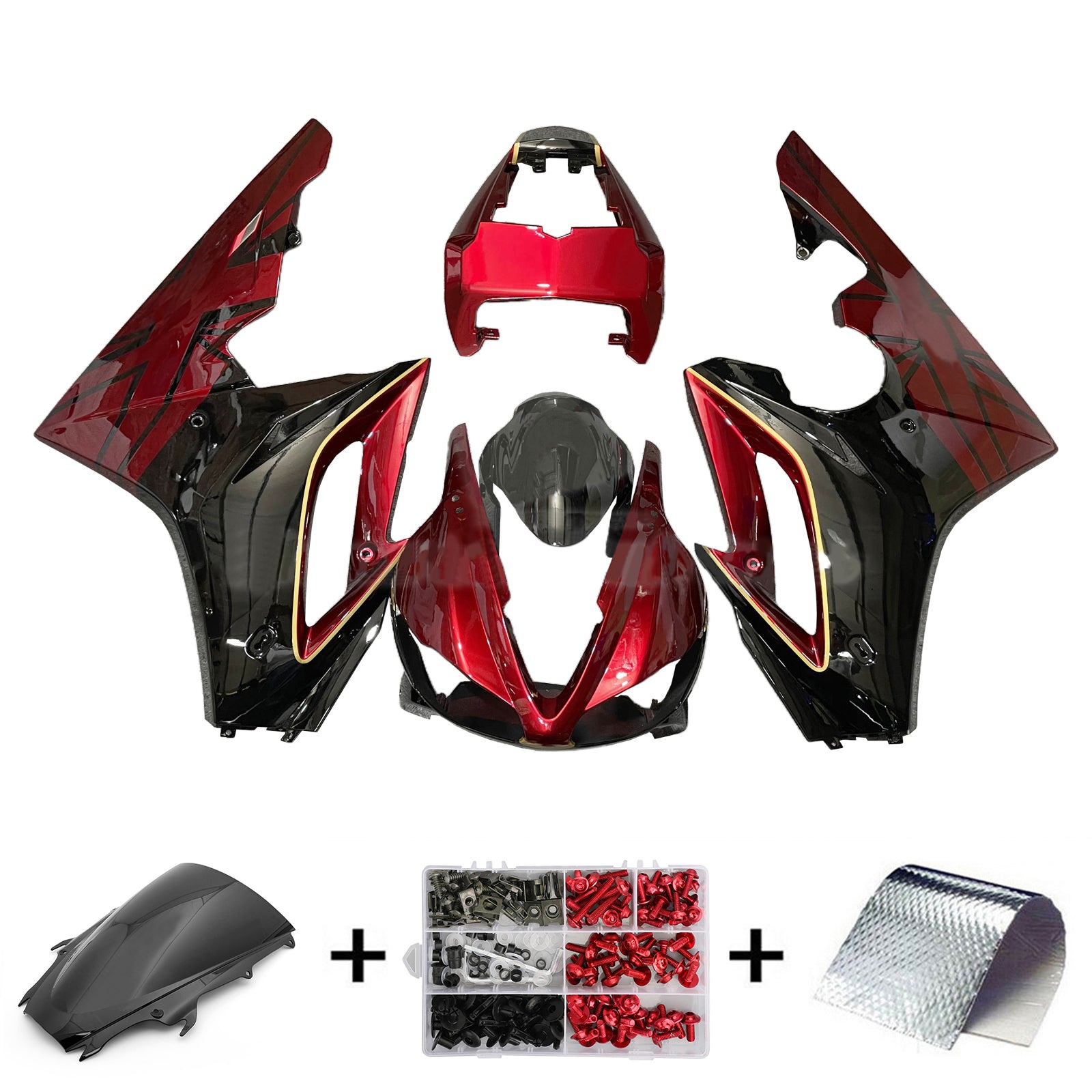 Amotopart 2009-2012 Triumph Daytona 675 Glossy Dark Red Black Fairing Kit