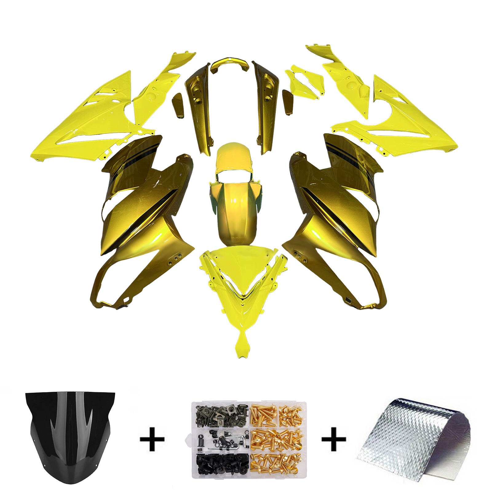 Amotopart 2009-2011 Kawasaki Ninja 650 EX650 Yellow Gold Fairing Kit
