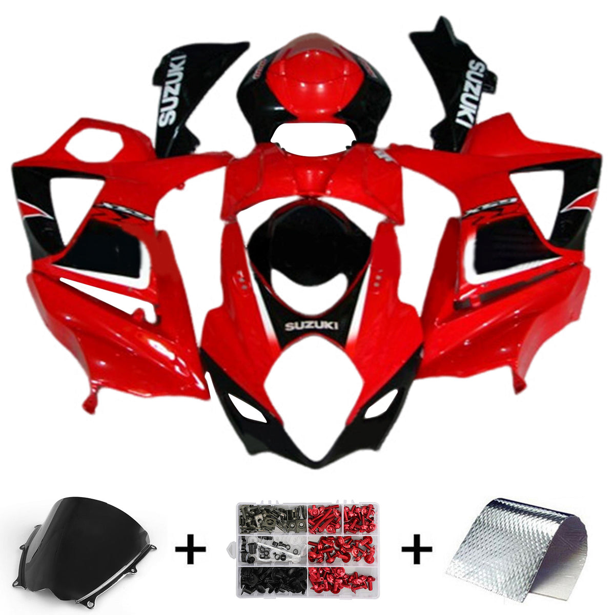 Amotopart 2007-2008 K7 GSXR1000 Suzuki Rouge et Noir Style1 Kit de carénage