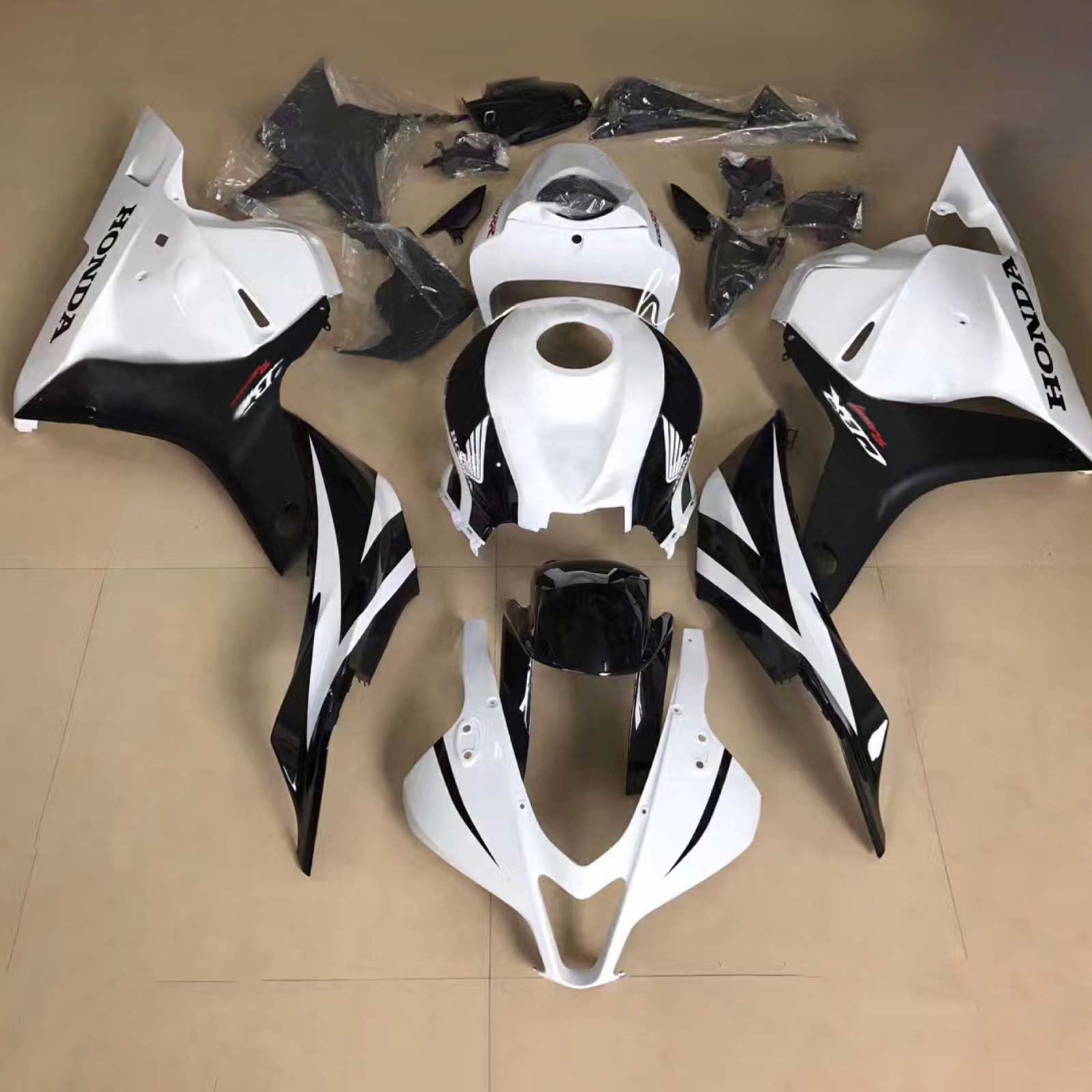 Amotopart 2013-2023 F5 CBR600RR Honda Negro y Blanco Style1 Kit de carenado