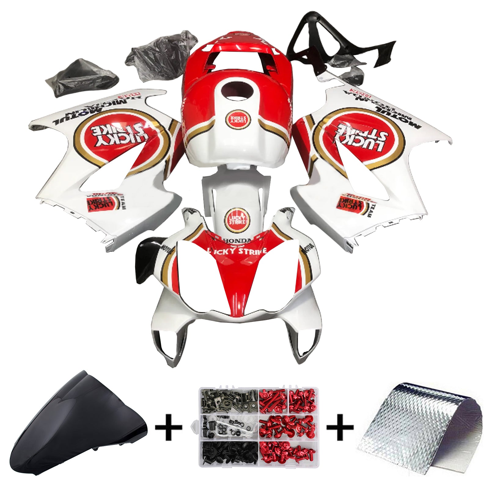 Amotopart Verkleidungssatz für Honda VFR800, 2002–2013, Weiß/Rot