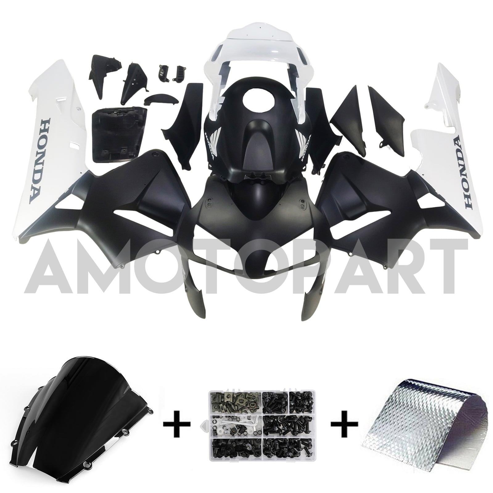 Amotopart 2003-2004 Honda CBR600RR White Black Fairing Kit