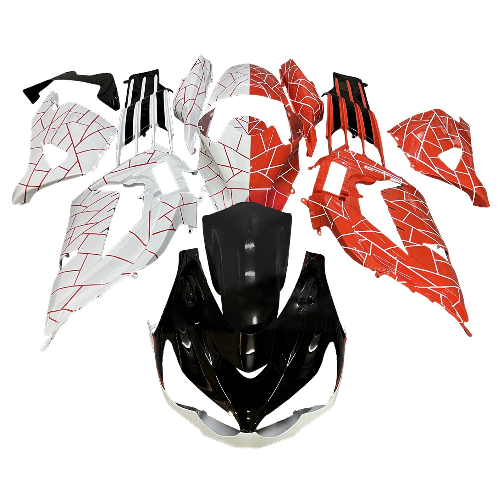 Amotopart 2012-2025 Kawasaki ZX14R ZZR1400 Black White Red Fairing Kit