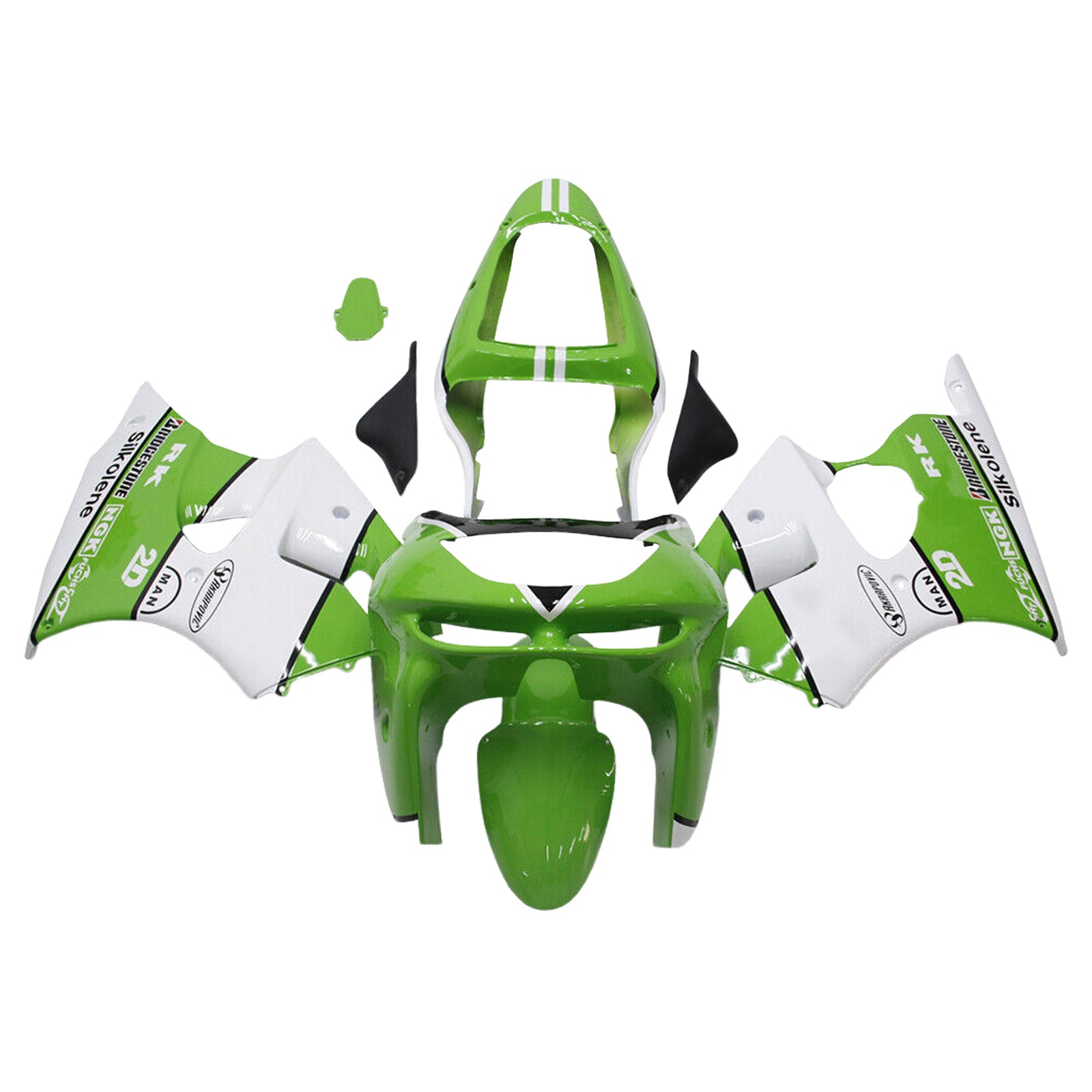 Kit carena Amotopart 1998-1999 Kawasaki ZX6R bianco verde