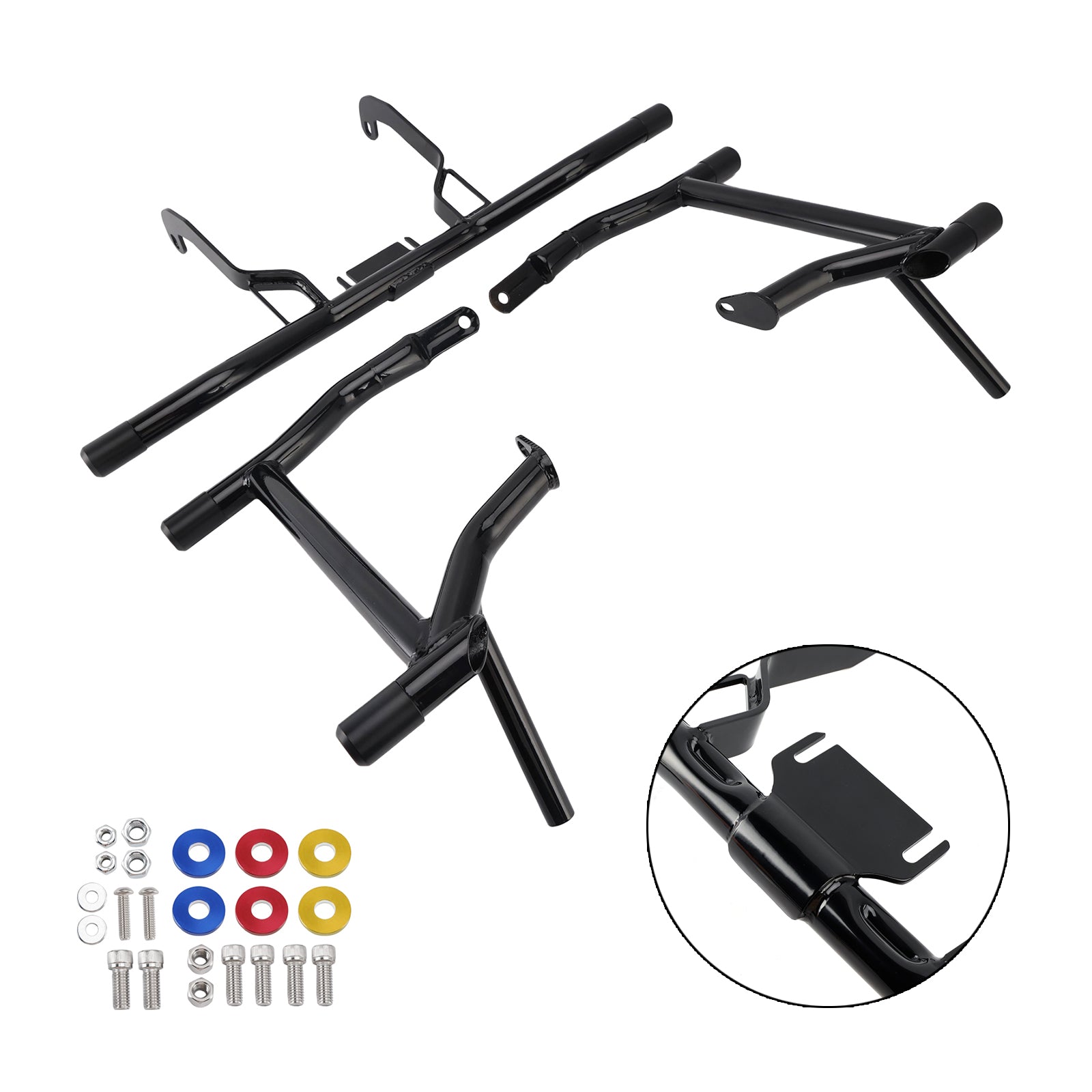 Flht Flhx 14-23 Engine Guard Crash Bar Saddlebag Bumper Protector Set Black