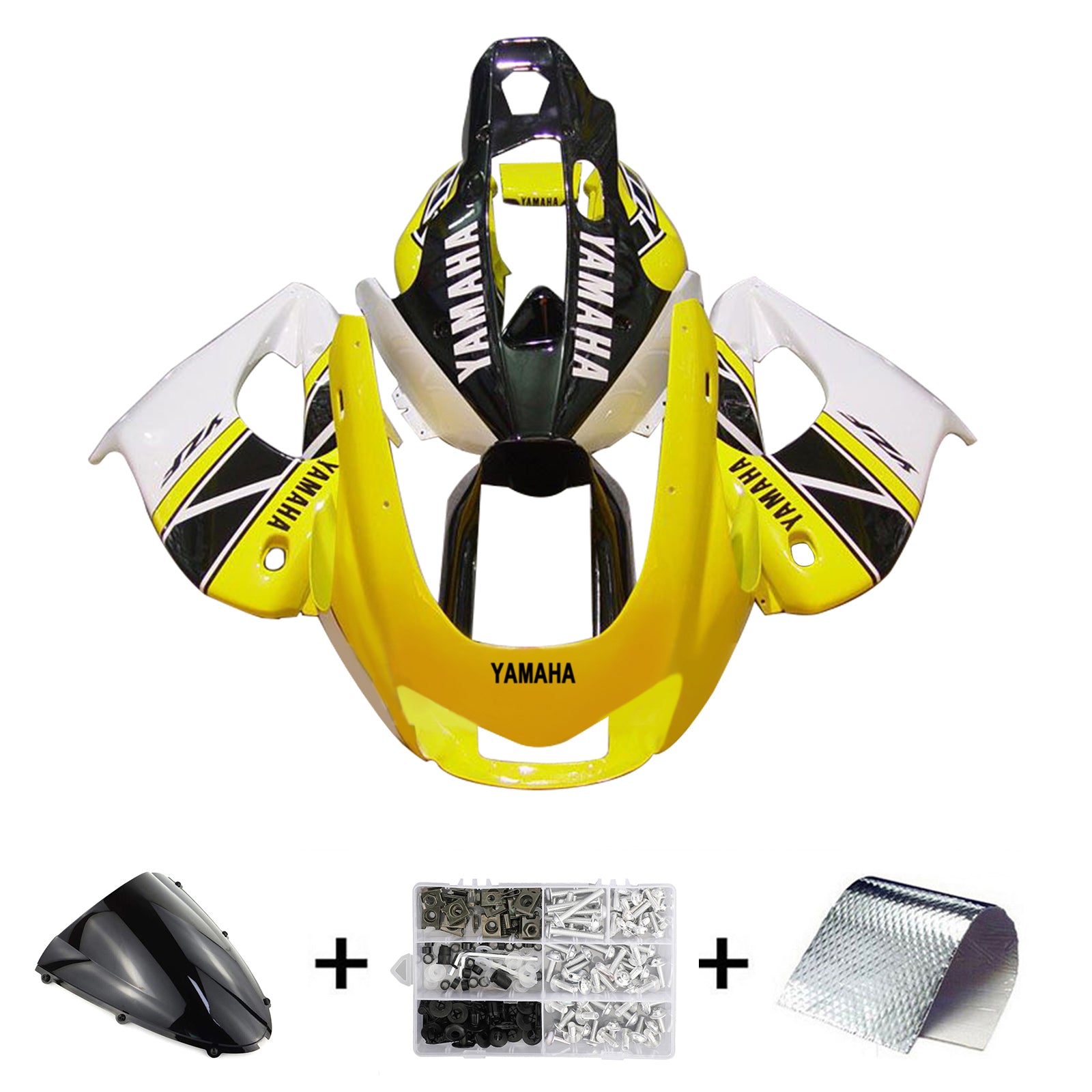 Amotopart 1997-2007 Yamaha YZF1000R Thunderace Kit de carenado blanco negro amarillo