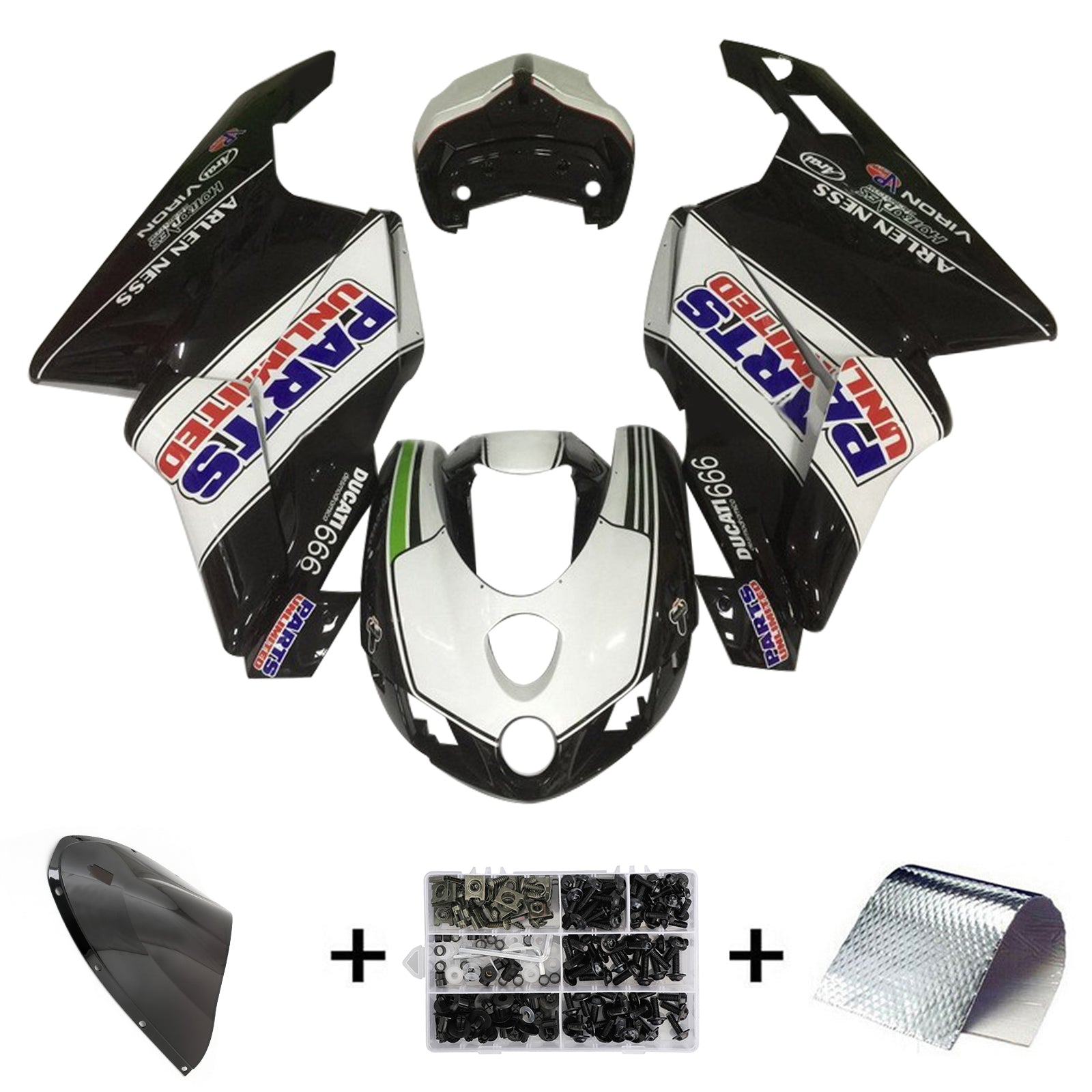 Amotopart Ducati 999 749 2005 2006 ホワイト&ブラック フェアリングキット