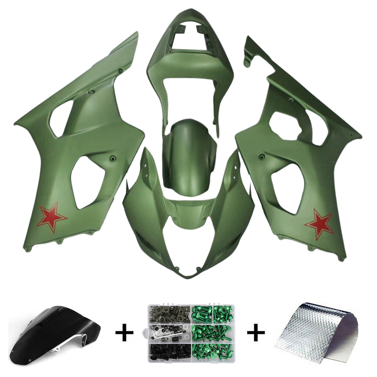 Amotopart 2003-2004 K3 GSXR1000 Suzuki Kit carena verde scuro opaco