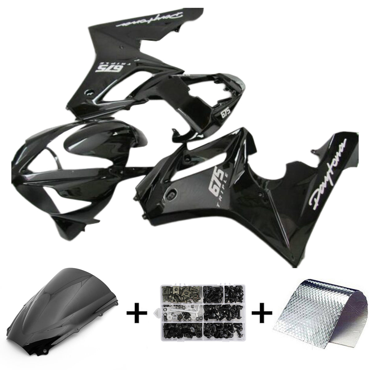 Amotopart 2006-2008 Triumph Daytona 675 Black Style4 Fairing Kit