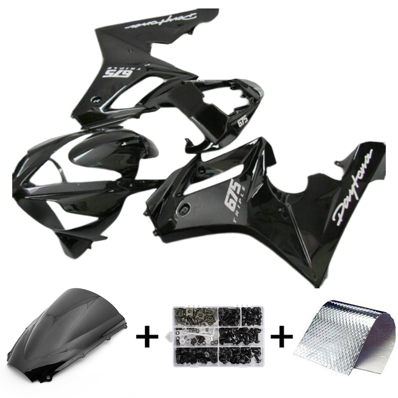 Amotopart 2006-2008 Kit carena Triumph Daytona 675 nera Style4