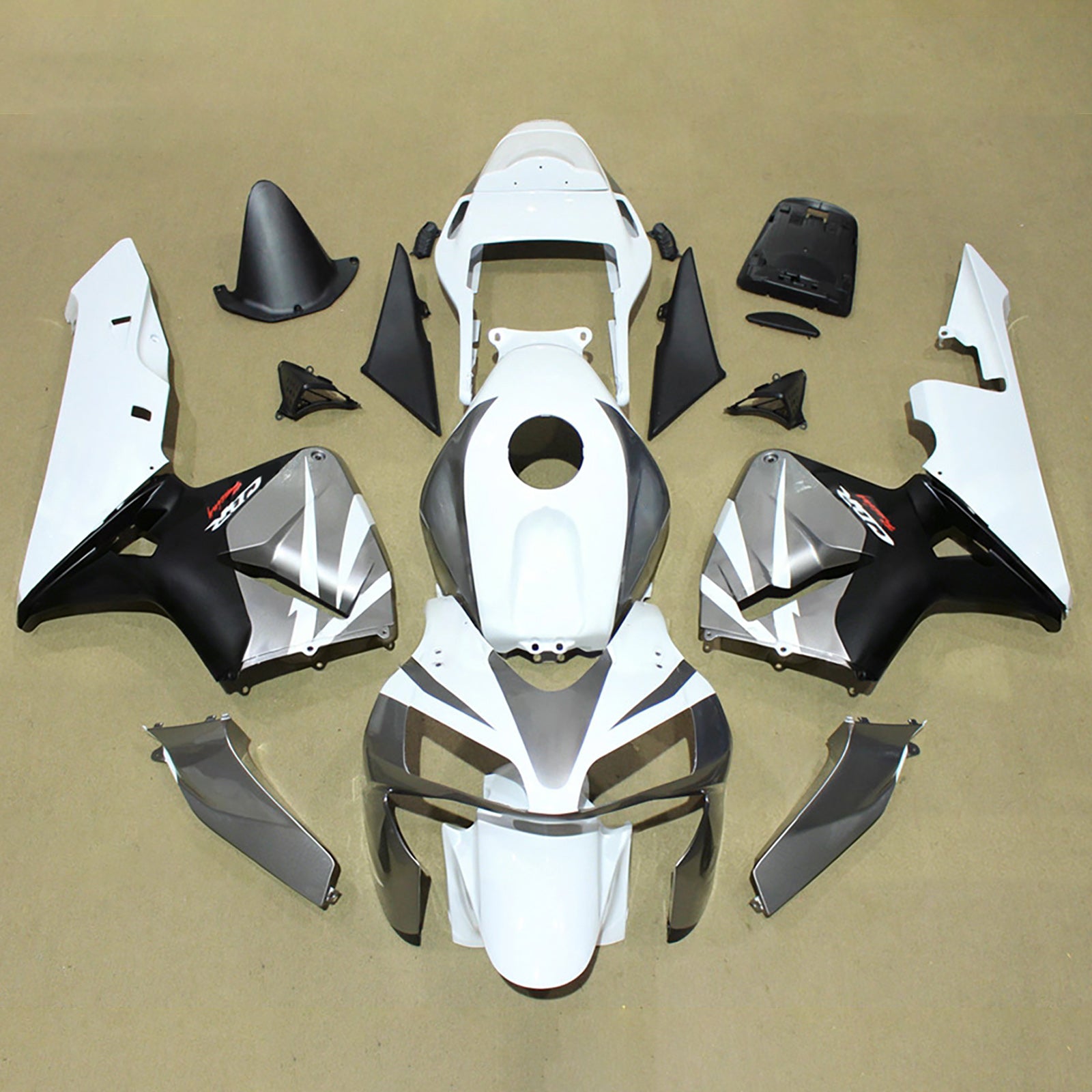 Amotopart 2003-2004 Honda CBR600RR White Black Fairing Kit