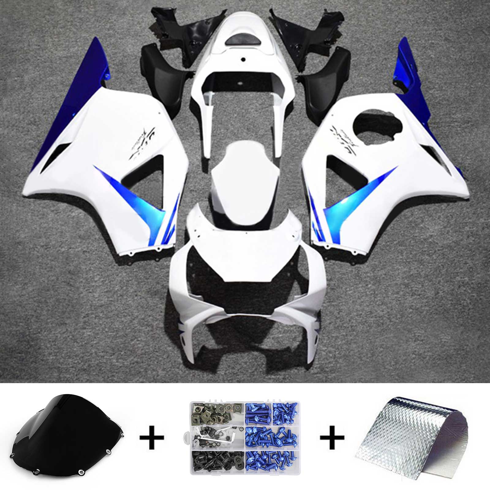 Amotopart 2002-2003 CBR954 Honda Kit de carénage blanc et bleu