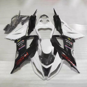 Amotopart Kit carena Kawasaki ZX6R 636 2013-2018 Bianco&amp;Nero Style3