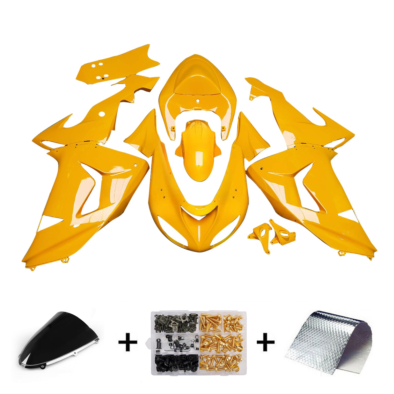 Amotopart 2006-2007 Kawasaki ZX10R Yellow Fairing Kit
