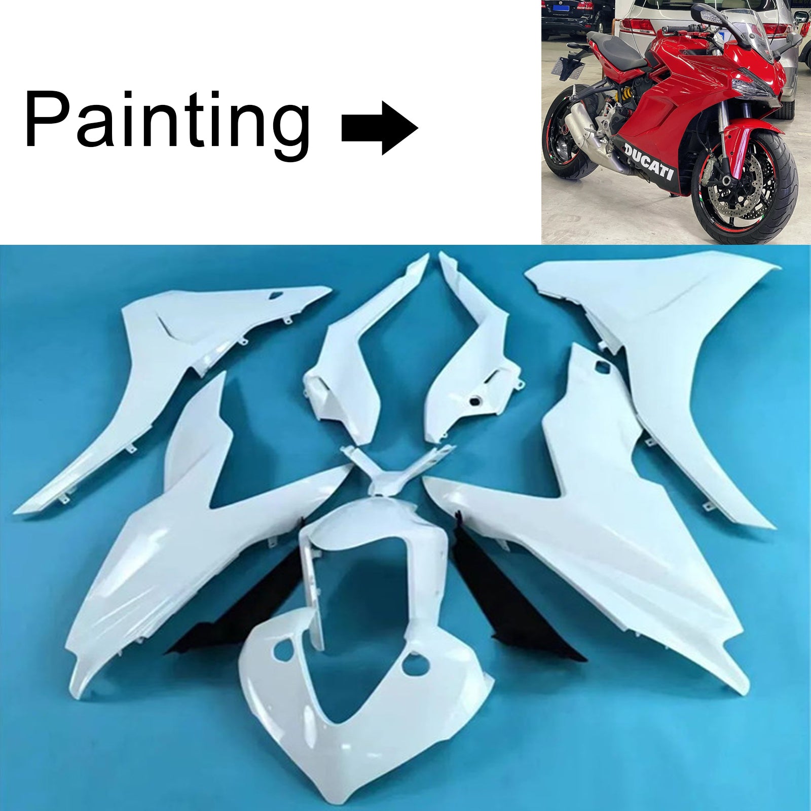 Amotopart 2017-2022 Ducati Supersport 939 / 939S Red Black Fairing Kit