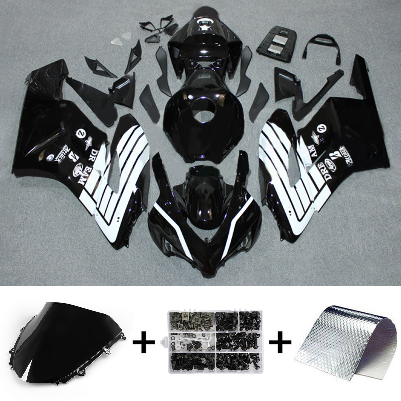 Amotopart 2004-2005 Honda CBR1000RR Kit de carénage noir et blanc