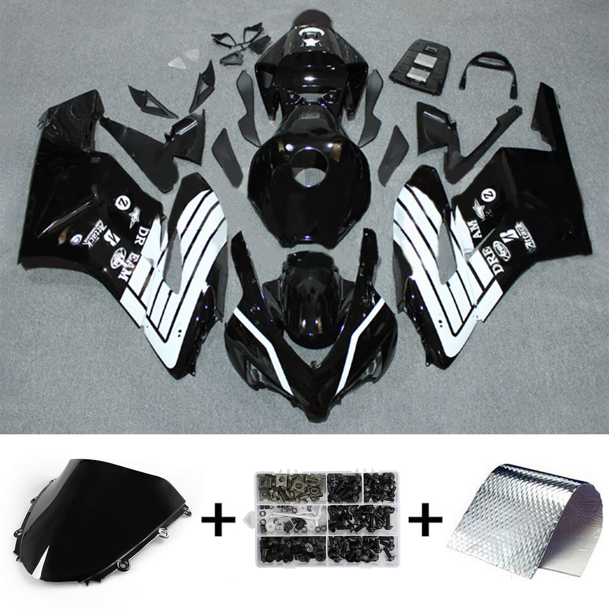 Amotopart 2004-2005 Honda CBR1000RR Kit de carenado blanco y negro