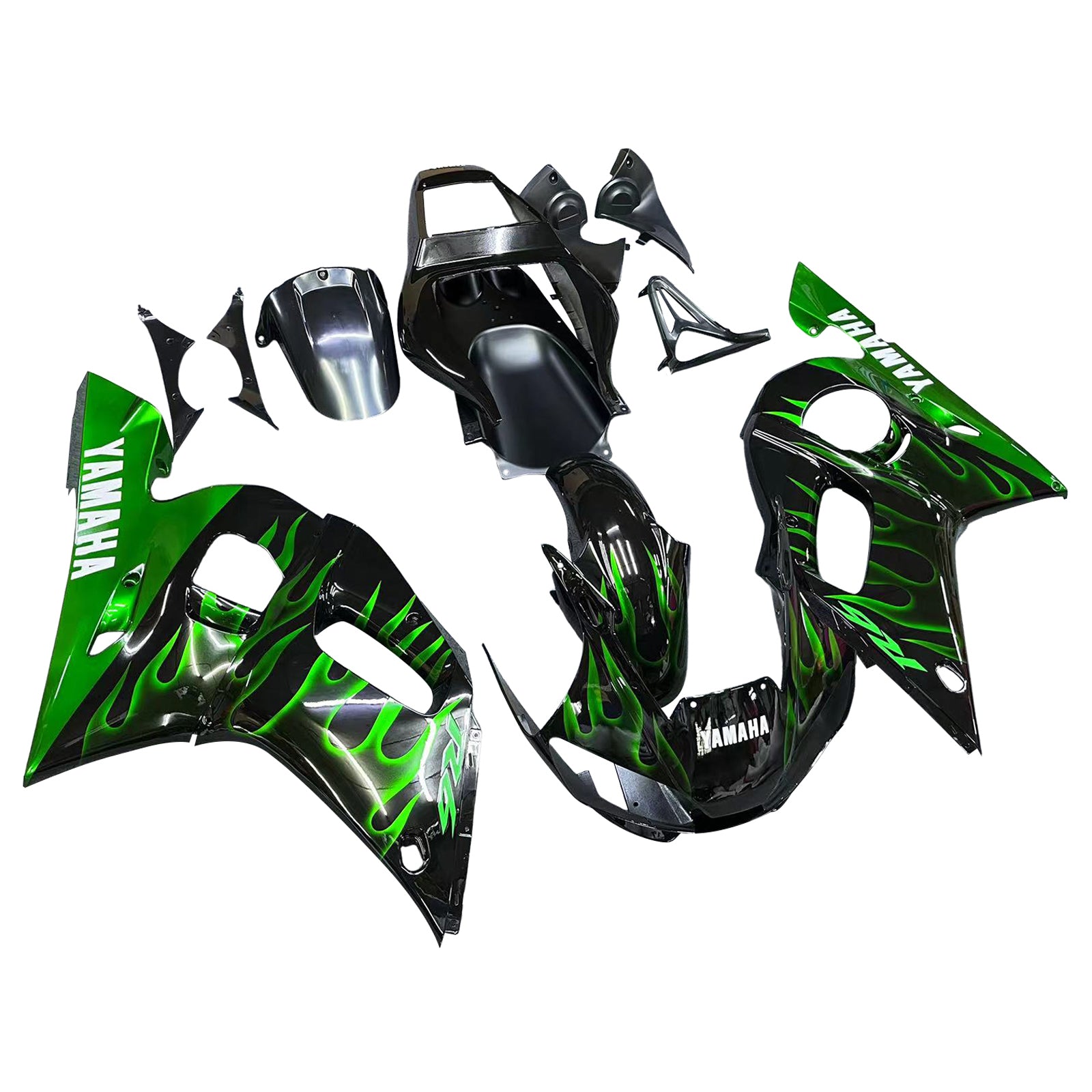 Amotopart 1998-2002 Yamaha YZF 600 R6 Black Green Fairing Kit