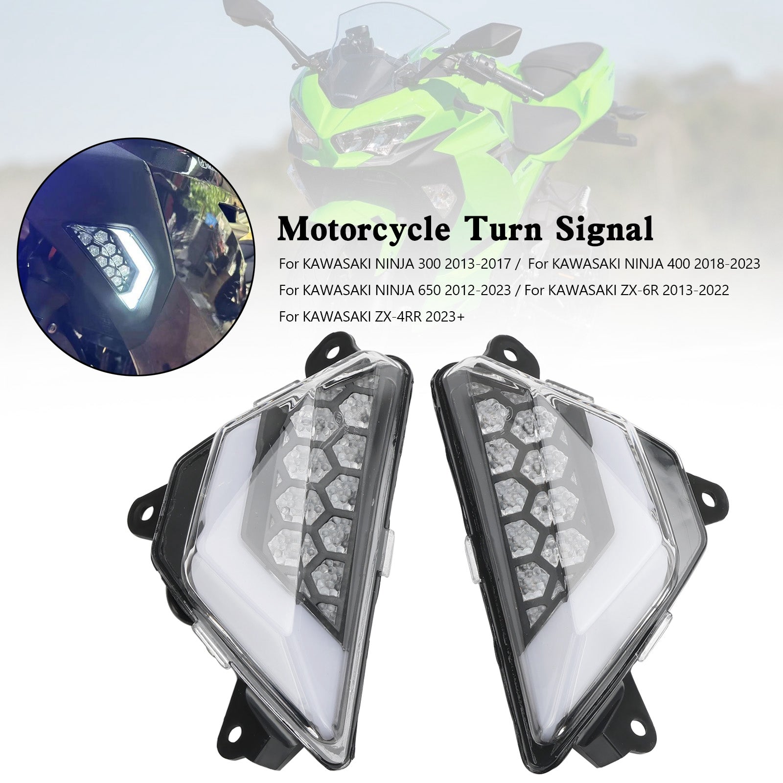 2012+ Kawasaki Ninja 300 400 650 ZX 6R ZX 4RR LED-Blinker vorne