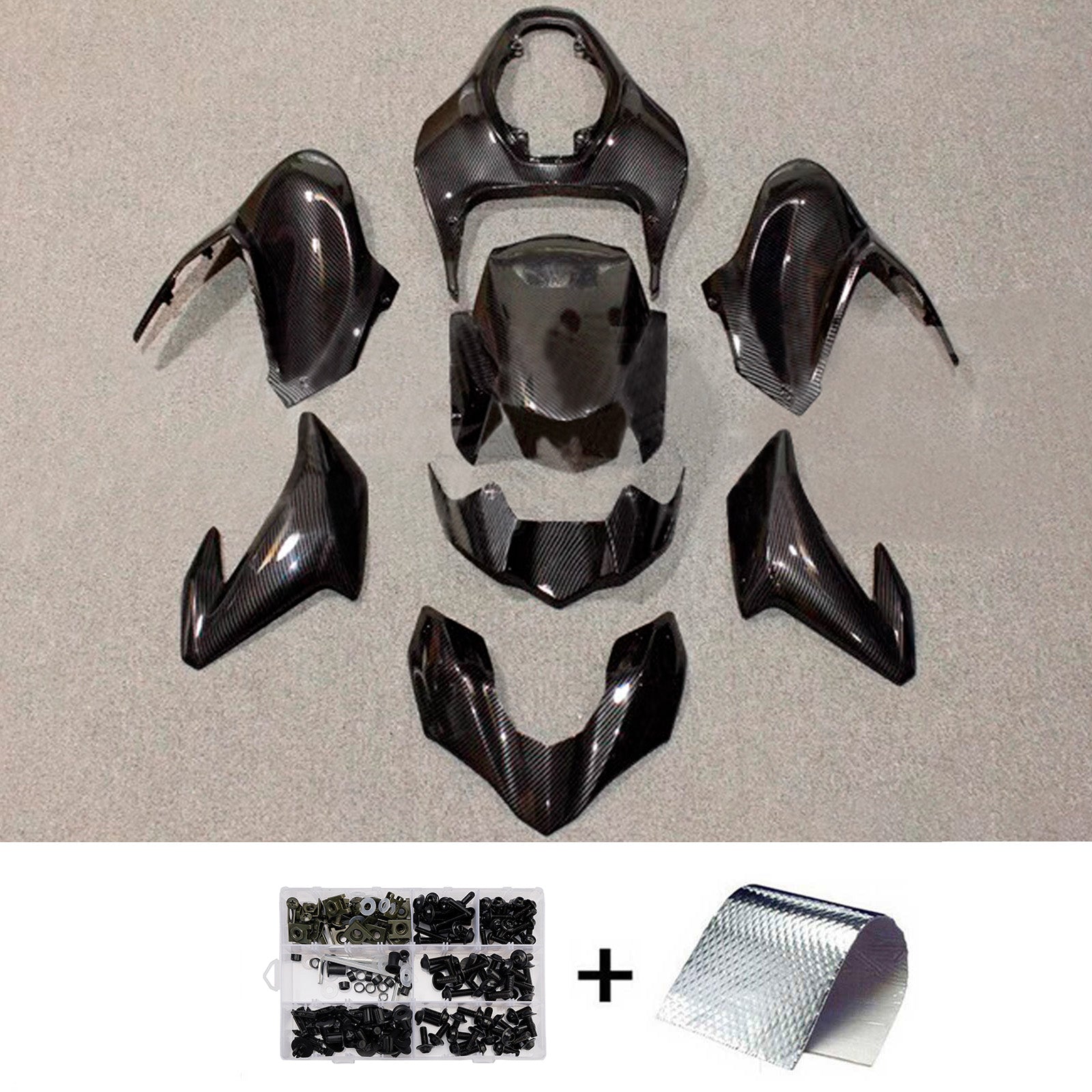 Amotopart 2017-2019 Kawasaki Z900 Black Carbon Fiber Pattern Fairing Kit