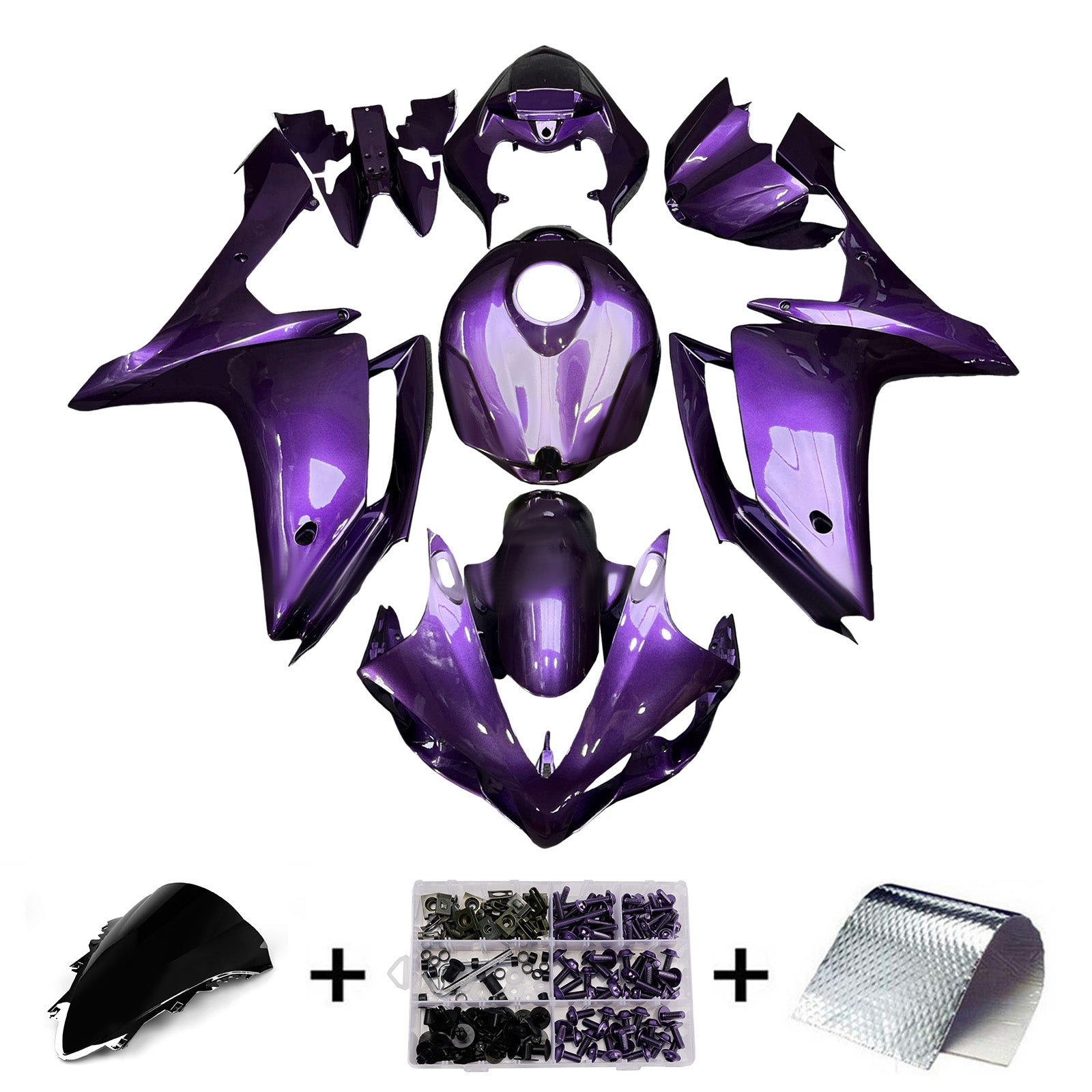 Amotopart 2007-2008 Yamaha YZF-R1 Purple Fairing Kit