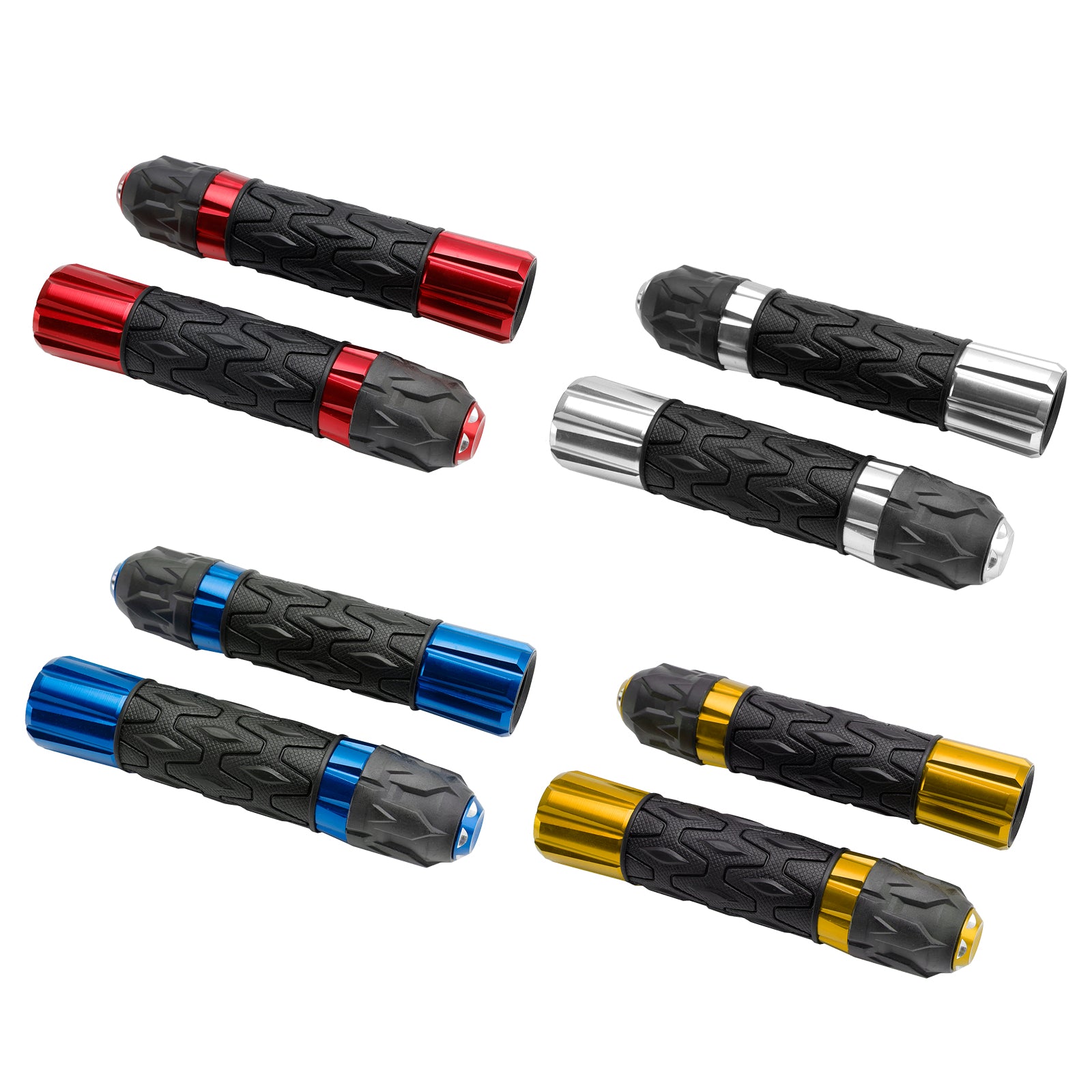 7/8"/22Mm Motorcycle Handle Bar Hand Grips Cnc Universal Red For Motorcycles Silver