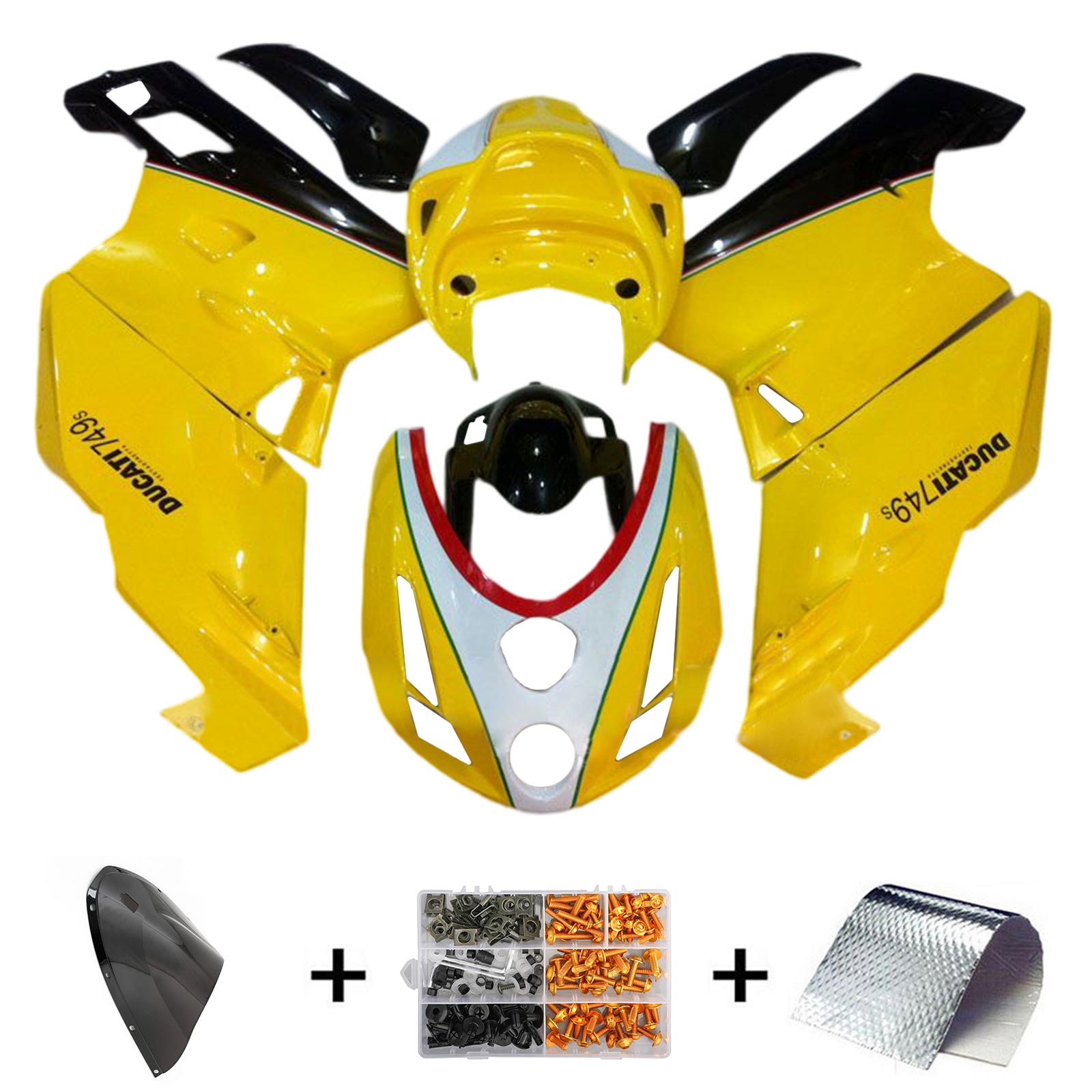 Amotopart 2003 2004 Ducati 999 749 Kit de carénage jaune Style4