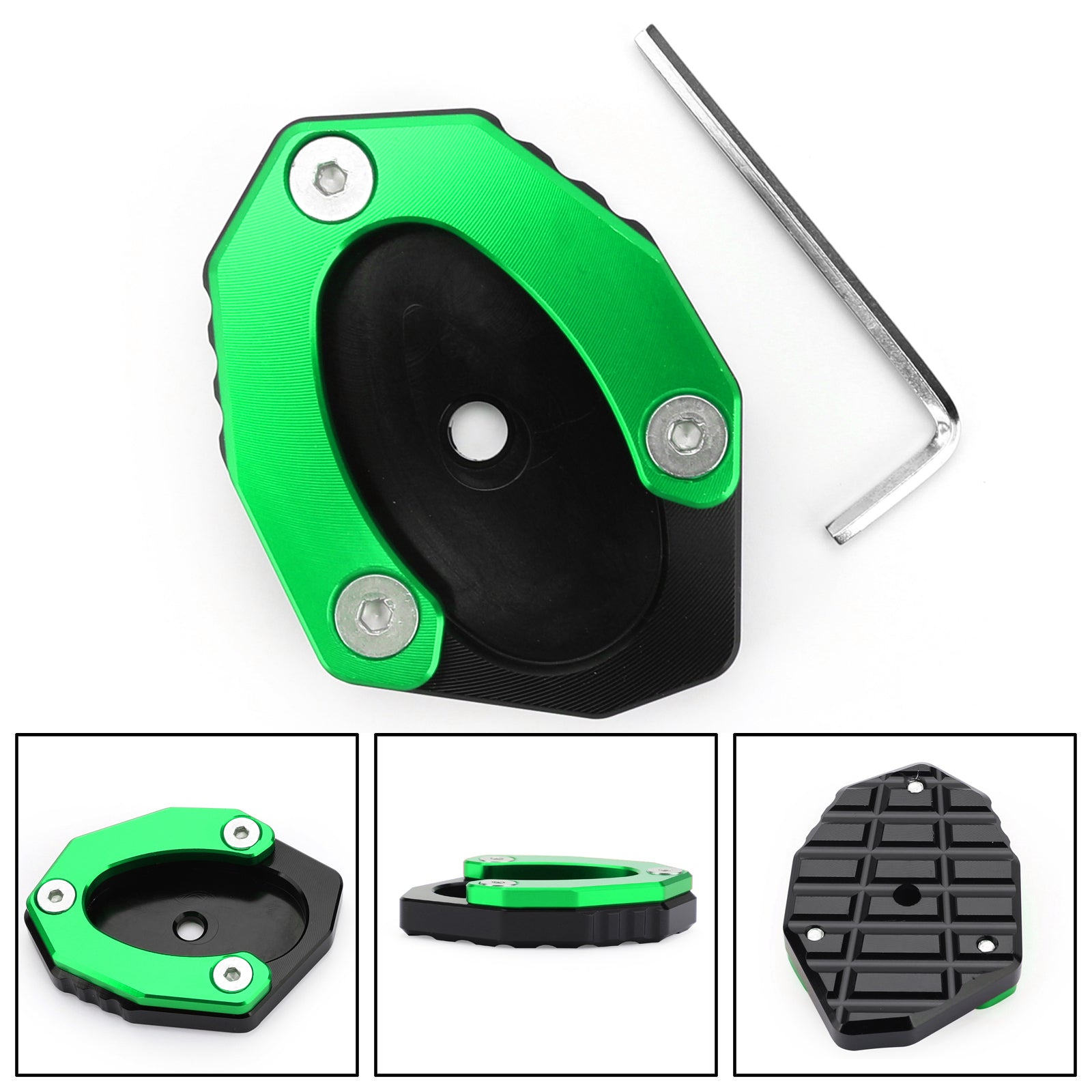 17-19 KAWASAKI Z900 Z1000SX Kickstand Side Stand Plate Extension Pad Grøn