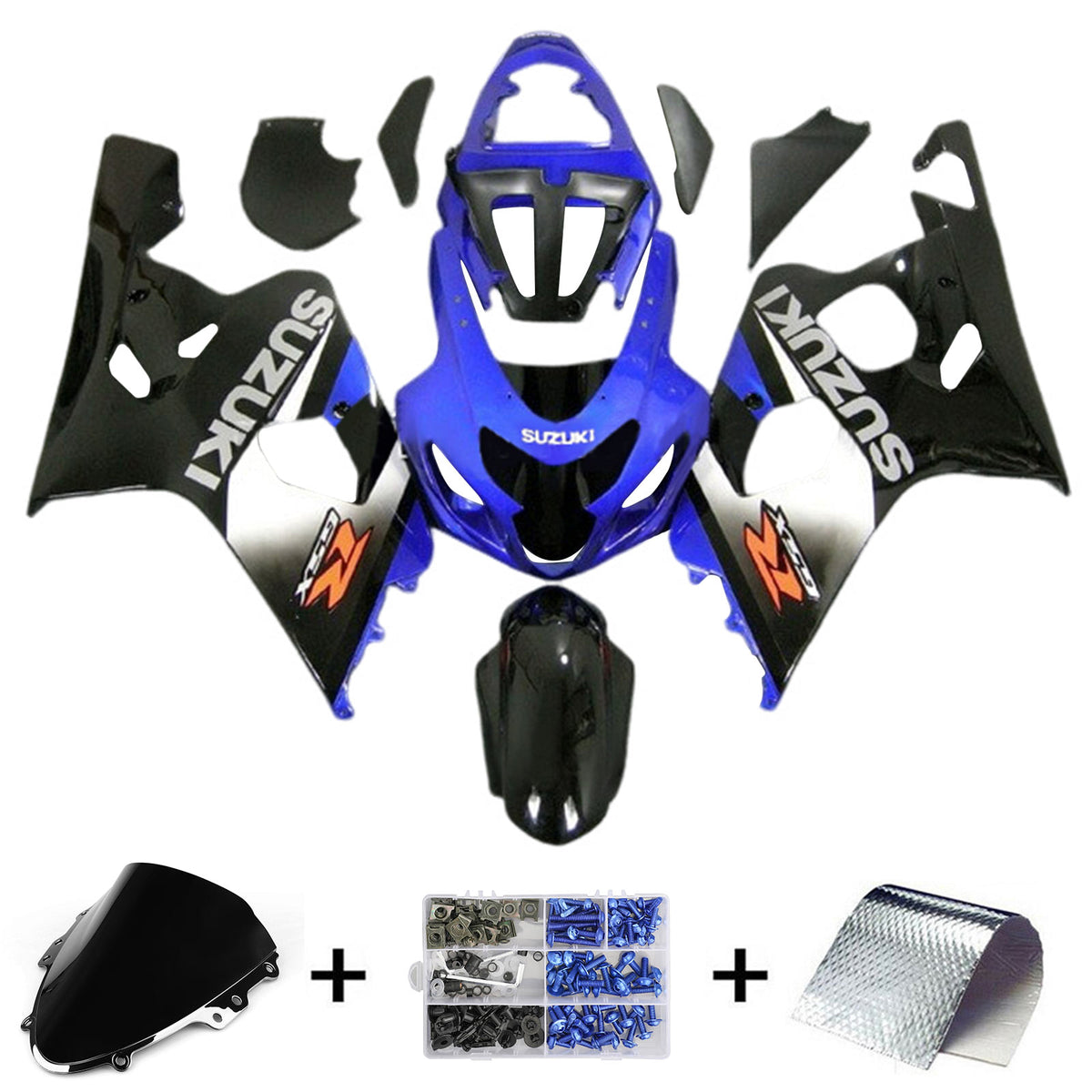 Amotopart 2004-2005 K4 GSXR 600/750 Suzuki Bleu et Noir Style2 Kit de carénage