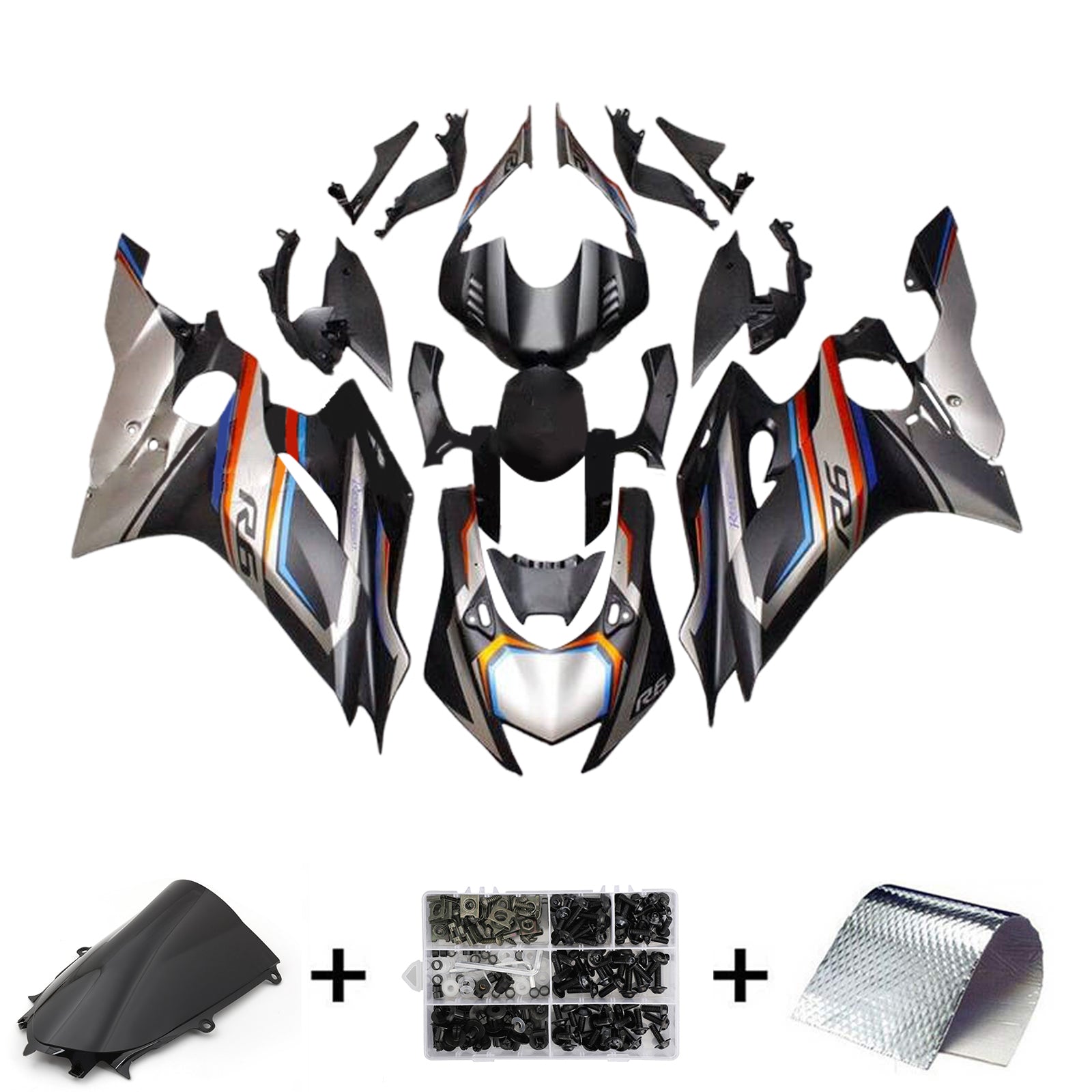 Amotopart 2017-2023 Yamaha YZF R6 Grey Black Blue Orange Fairing Kit