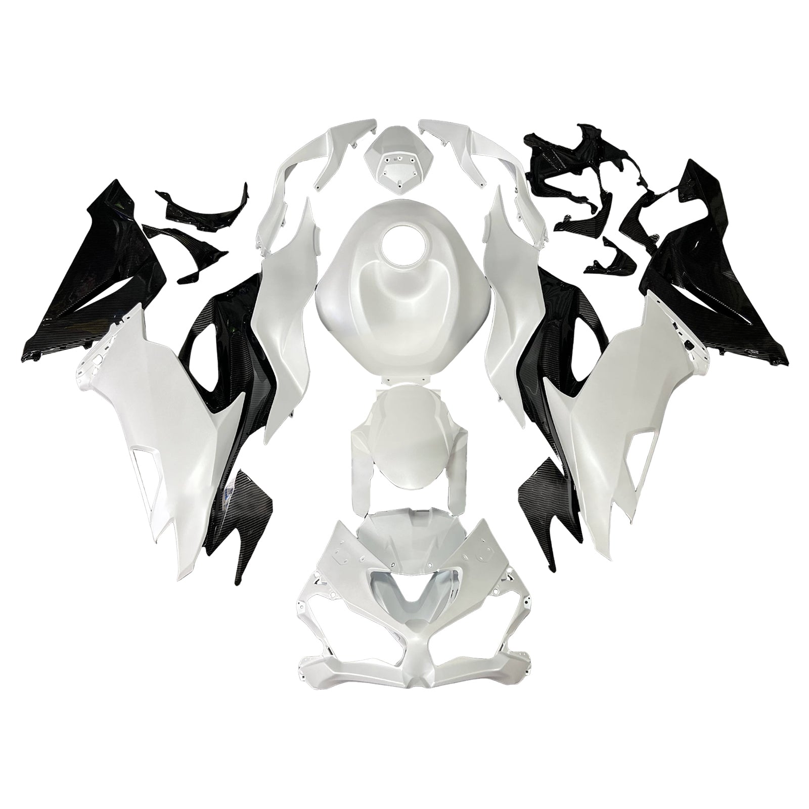 Amotopart 2019-2023 Kawasaki ZX6R Black Pearl White Fairing Kit