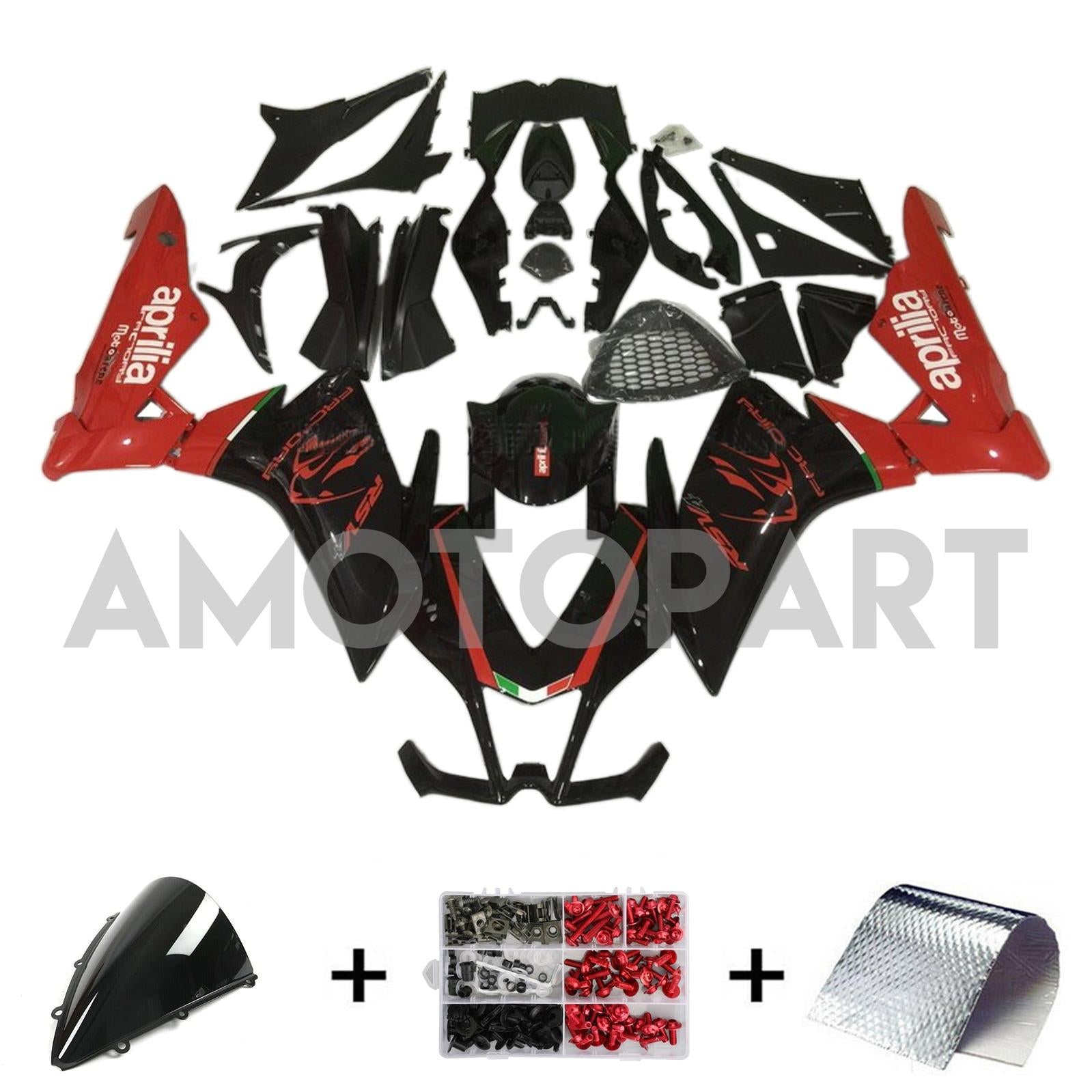 Amotopart 2009-2015 RSV4 1000 Aprilia Red&Black Style4 Fairing Kit